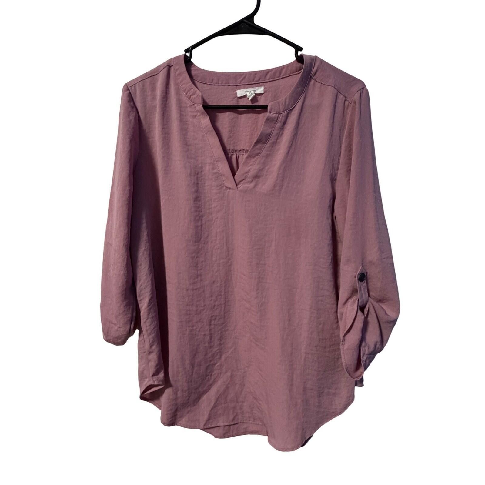 Other Maurices Blouse Womens Small Mauve 3/4 Roll Sleeve V-Neck Size S / US 4 / IT 40 - 1 Thumbnail