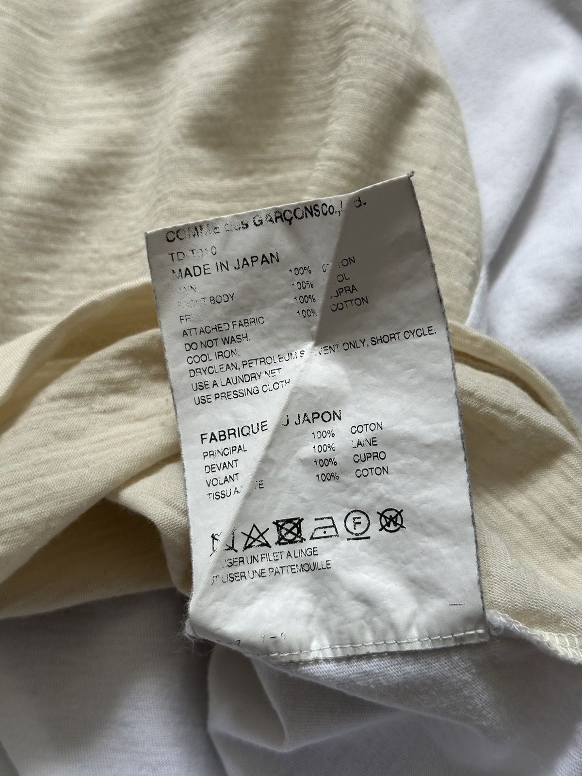 Tricot Comme des Garcons Tricot Comme Des Garcons Womens Off White Ruffle Sleeves Tee Size S / US 4 / IT 40 - 12 Thumbnail