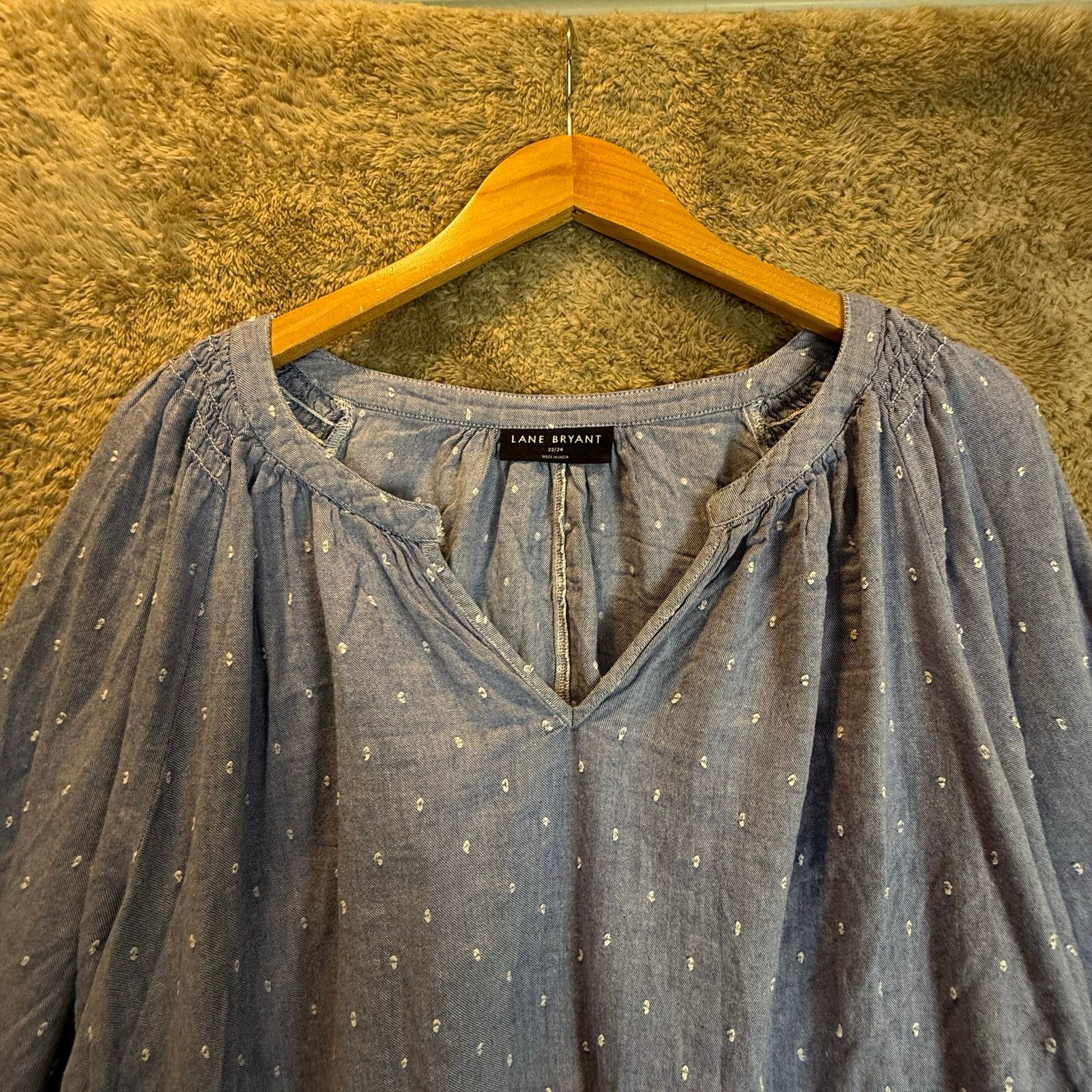 Other Lane Bryant Chambray Top Blouse Shirt Blue Popover 22 24 Size 3XL / US 20-22 - 4 Thumbnail