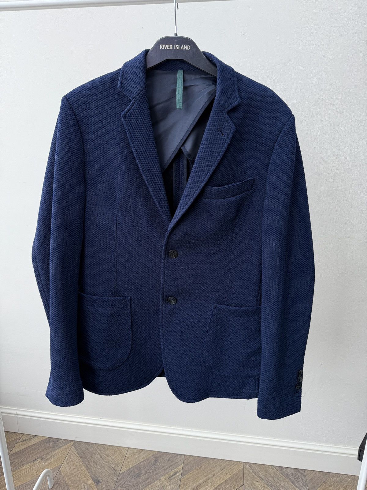 Other Vintage Jean Luc Paris Blue Textured Blazer Size 48R - 2 Thumbnail