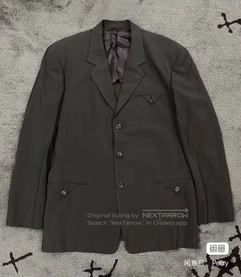Yohji Yamamoto Yohji Yamamoto Green Padded Shoulder Blazer. Size US M / EU 48-50 / 2 - 1 Thumbnail