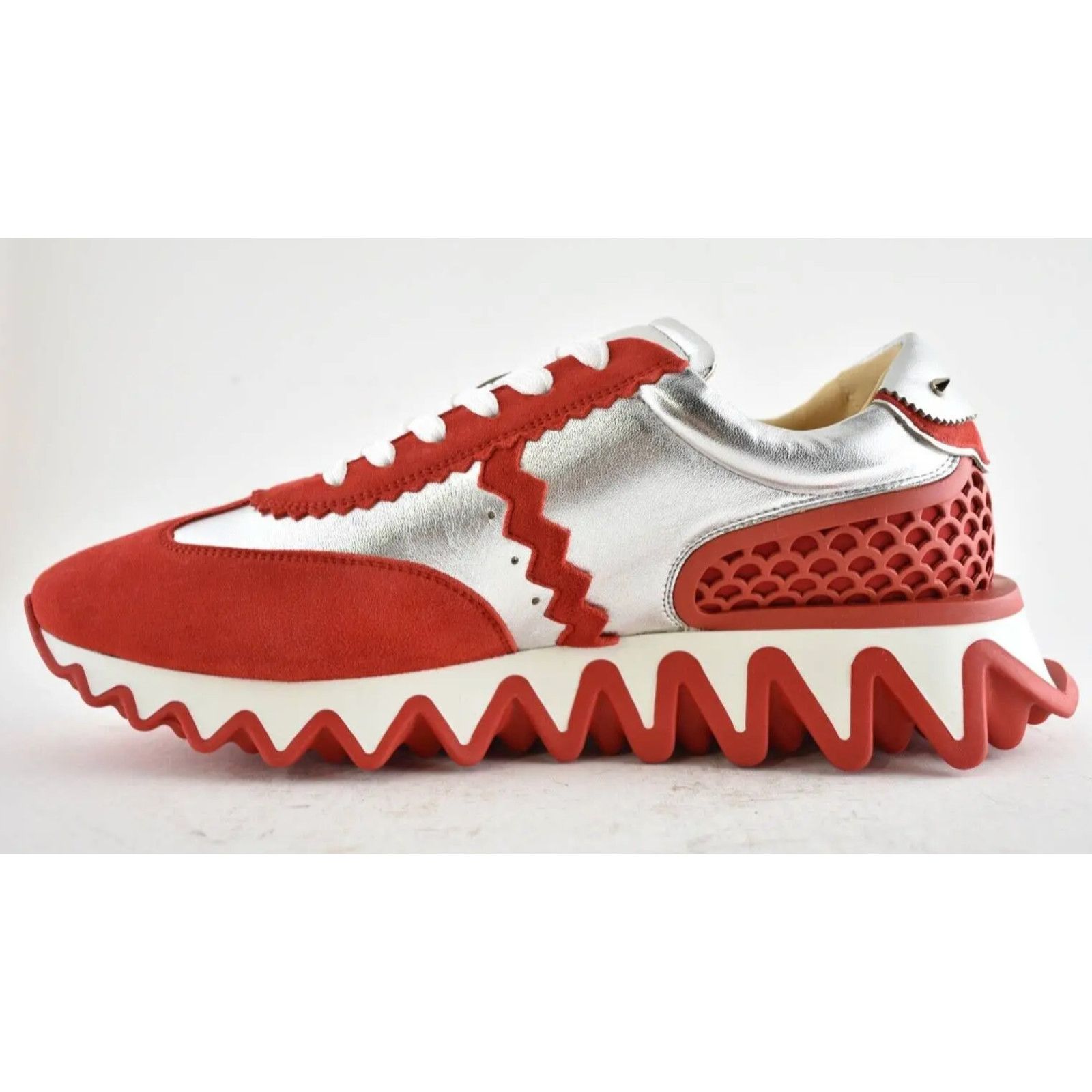 Christian Louboutin Christian Louboutin Mens Loubishark Flat Red Silver Platform Size US 11 / EU 44 - 8 Thumbnail