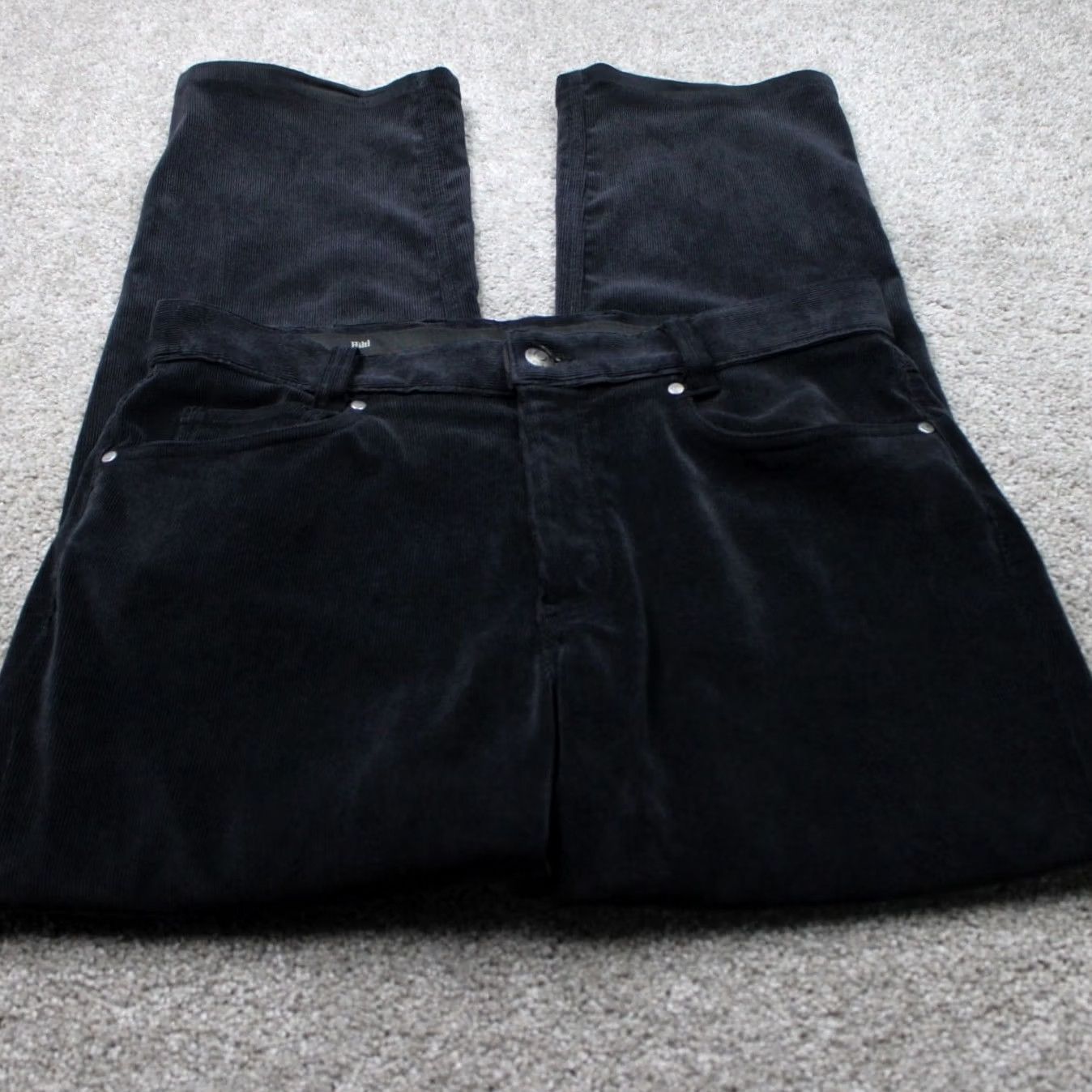 Vintage Hiltl Pants Mens 34x30 Black Corduroy Flat Front Trousers Straight Leg Dress Pants 90s Preppy academia Classic Mens Size US 34 / EU 50 - 2 Thumbnail