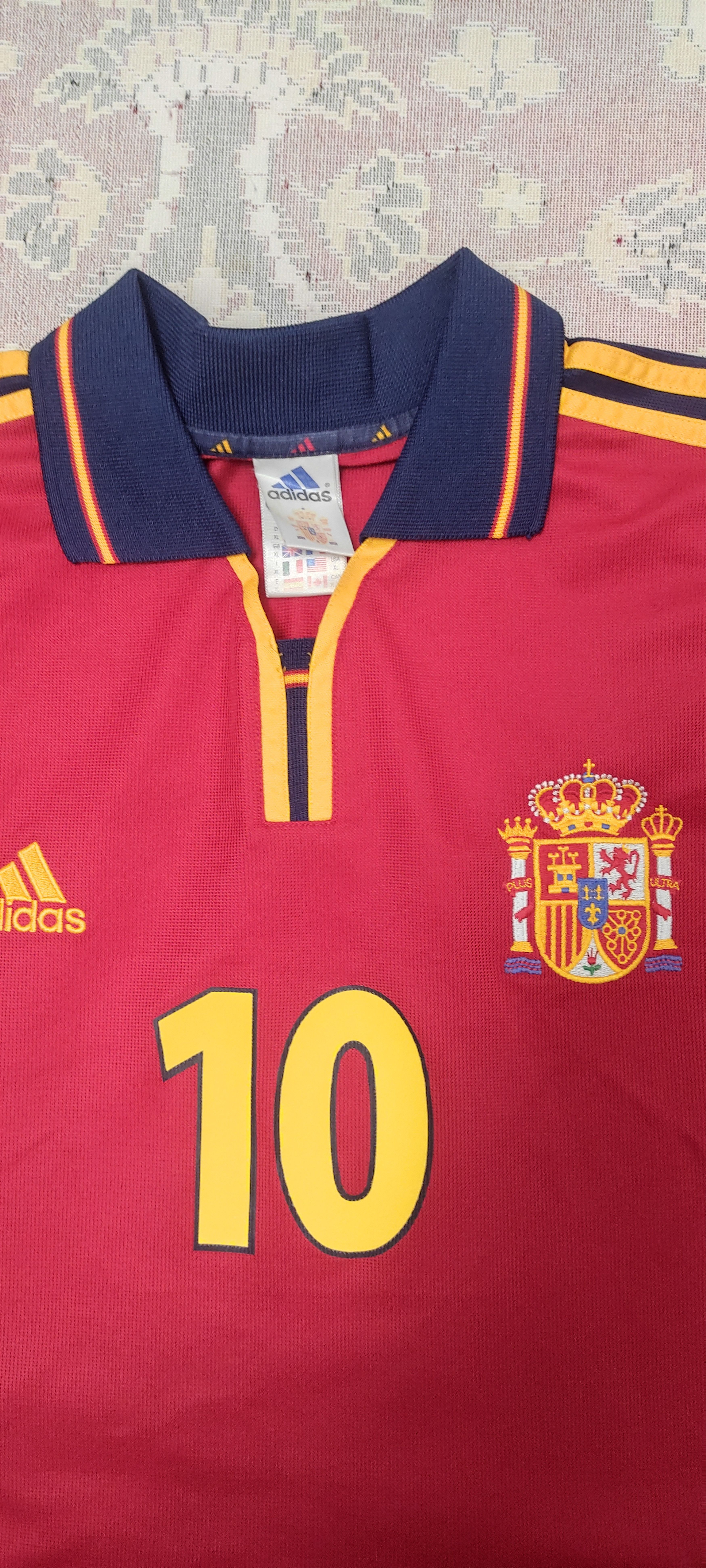 Adidas Spain #10 Raul Home football shirt 1999 - 2001 Rare Size US XL / EU 56 / 4 - 3 Thumbnail