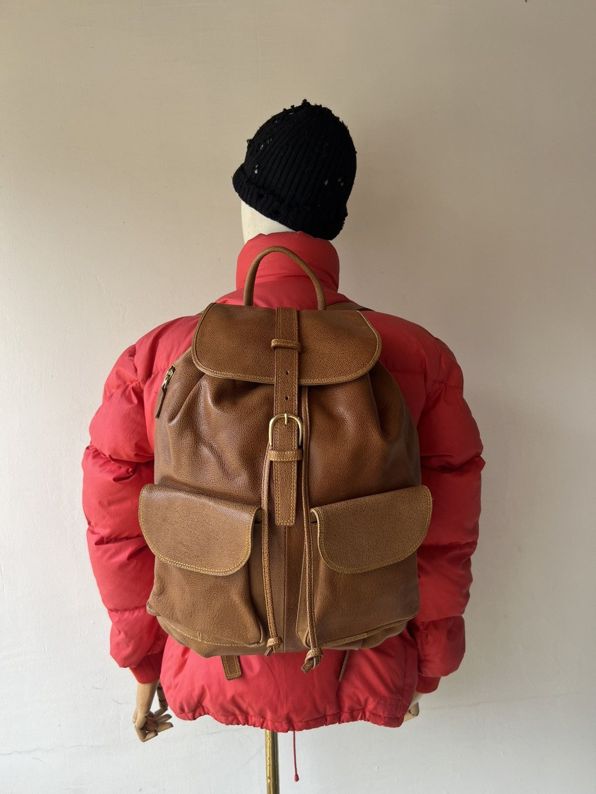 Leather Vintage L’ Homme Femme Leather Backpack Bag Size ONE SIZE - 3 Thumbnail