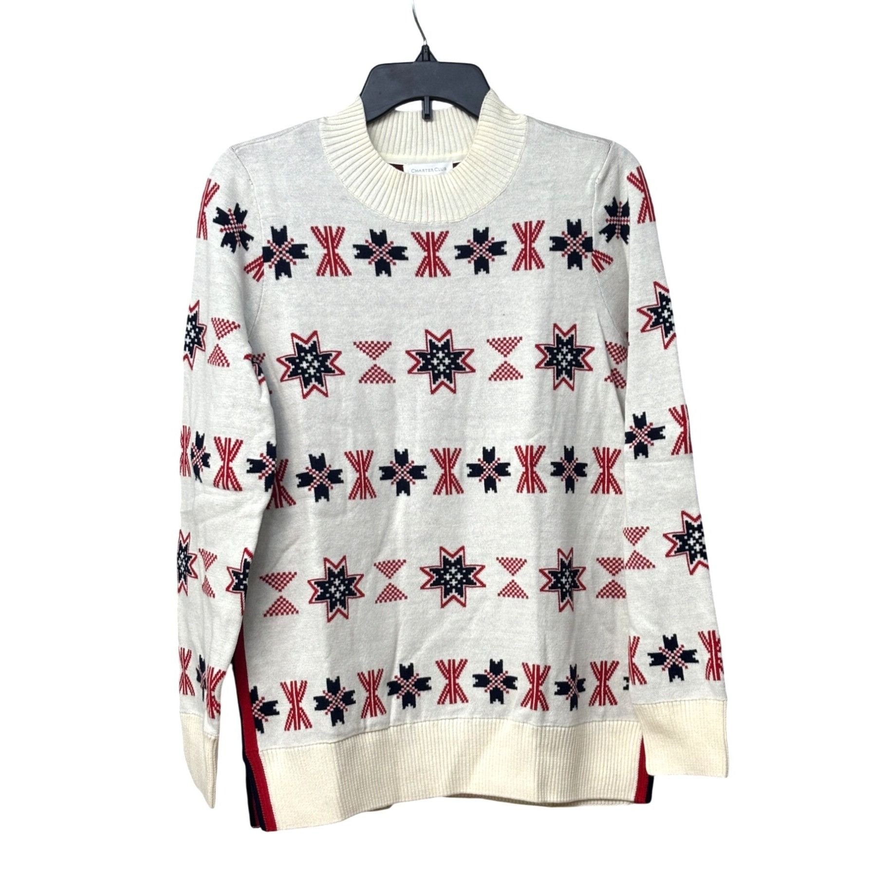Other Charter Club Mock-Neck Snowflake Sweater, Ivory Combo, M Size M / US 6-8 / IT 42-44 - 3 Thumbnail