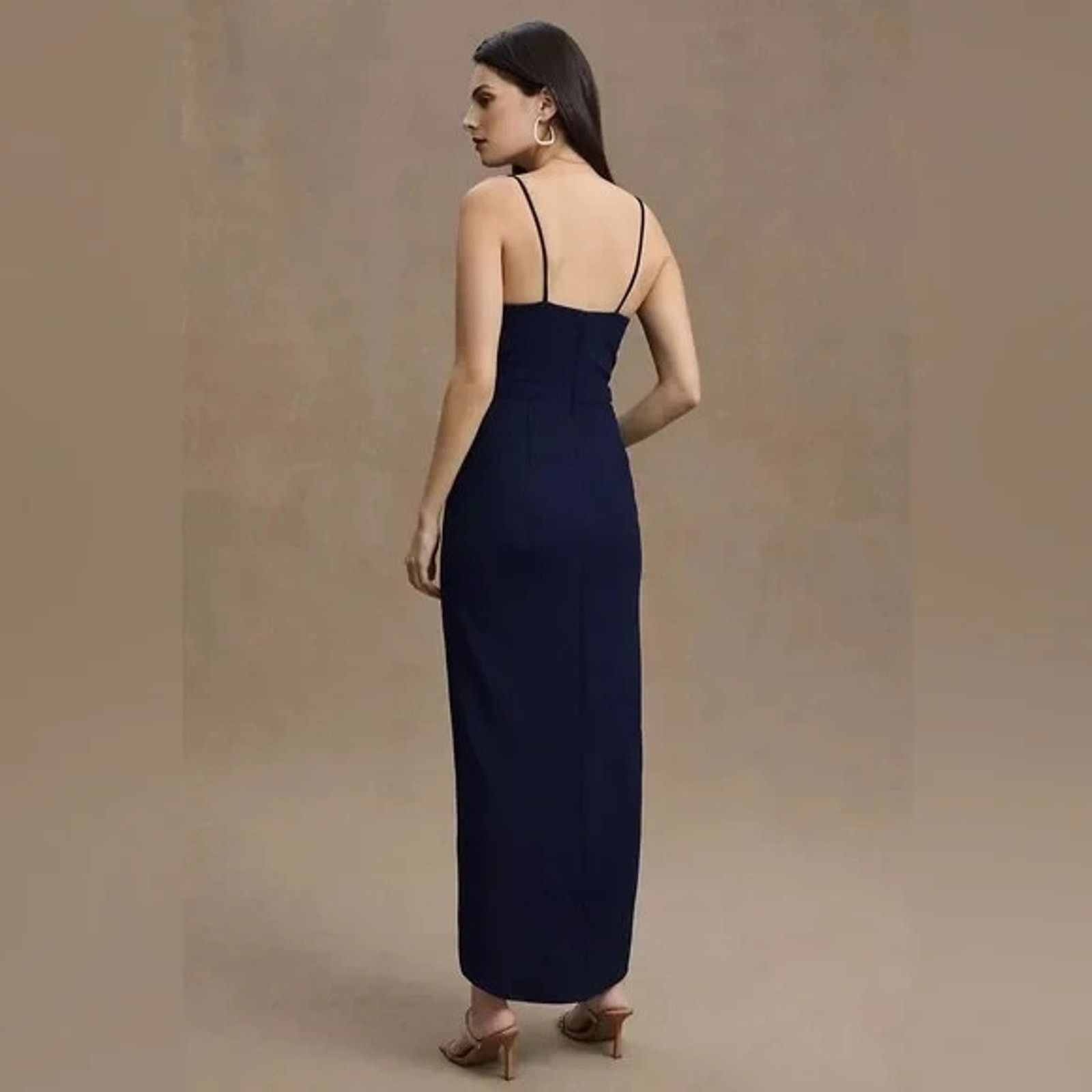 Baldessarini BHLDN V-Neck Faux-Wrap Stretch Crep Midi Dres Size 4 A001553 Size S / US 4 / IT 40 - 2 Thumbnail