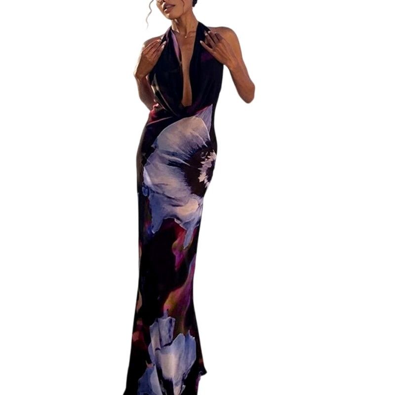 Other Commense Black Floral Print Backless Halter Sleeveless Dress Size S / US 4 / IT 40 - 4 Thumbnail