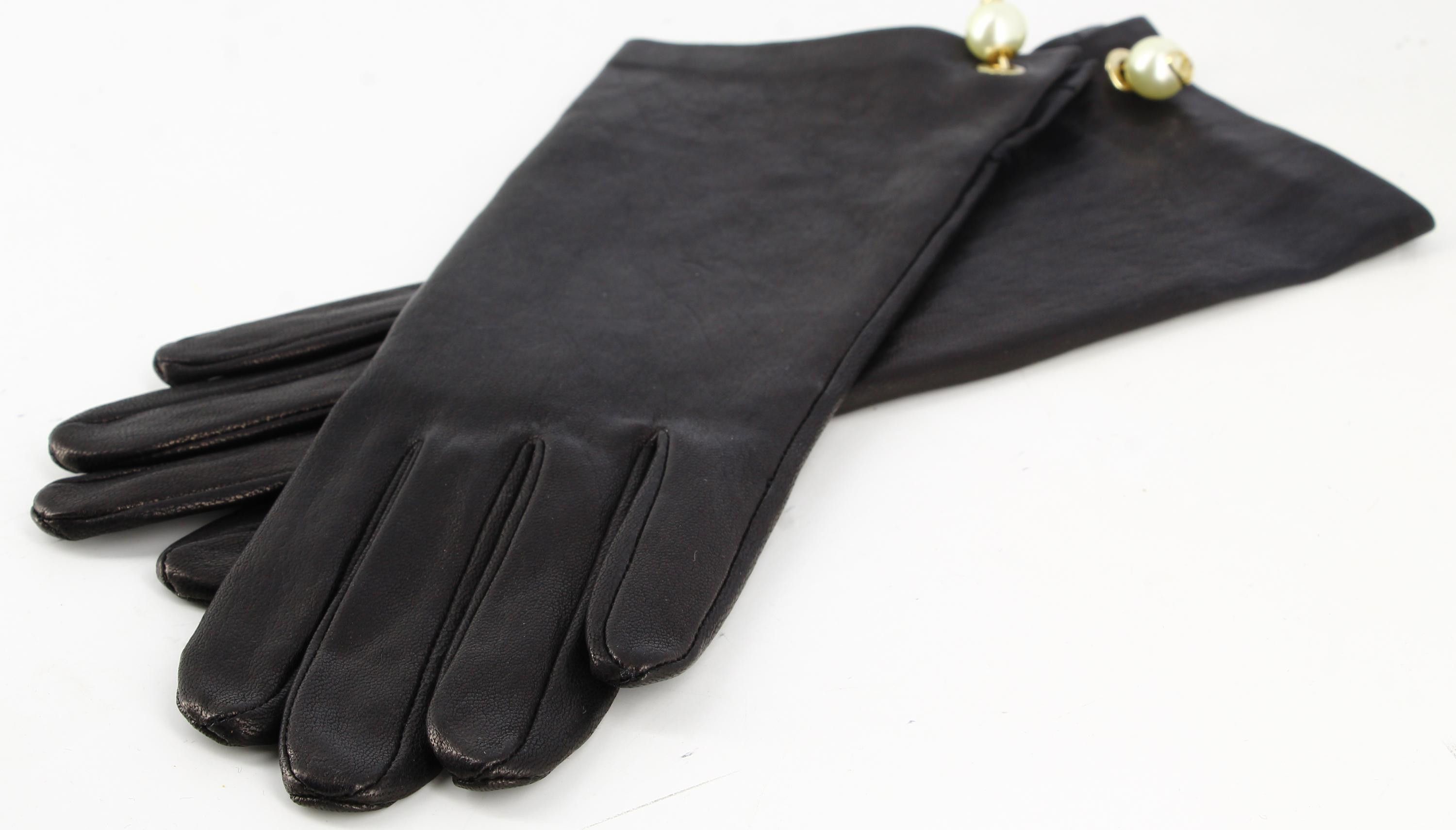 image of Christian Dior Black Leather Gloves, Women's