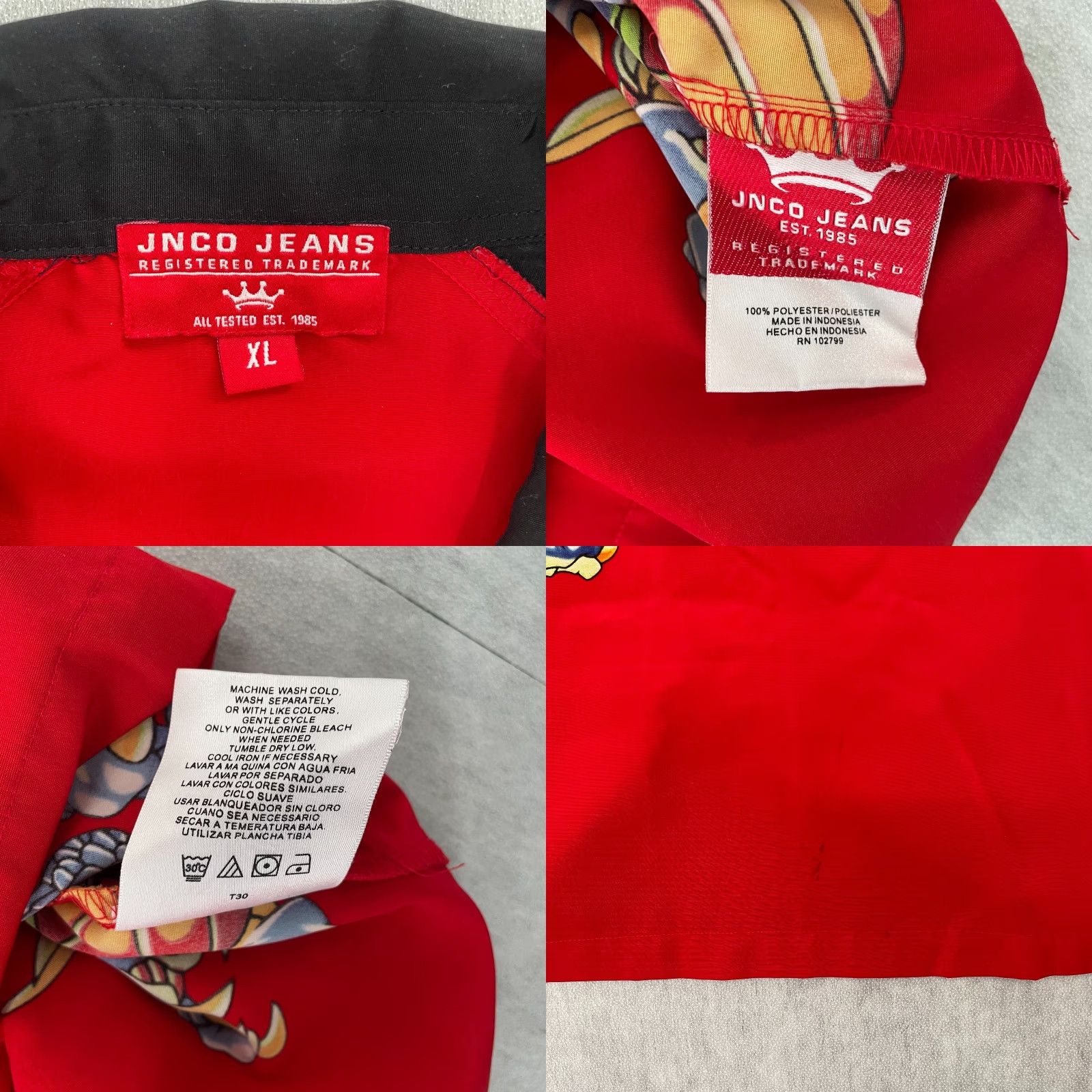 JNCO VINTAGE Jnco Jeans Shirt Main Selling Point Brand JNCO Shirt Adult XL Red Dragon Short Sleeve Button Up Streetwear Size US XL / EU 56 / 4 - 8 Thumbnail