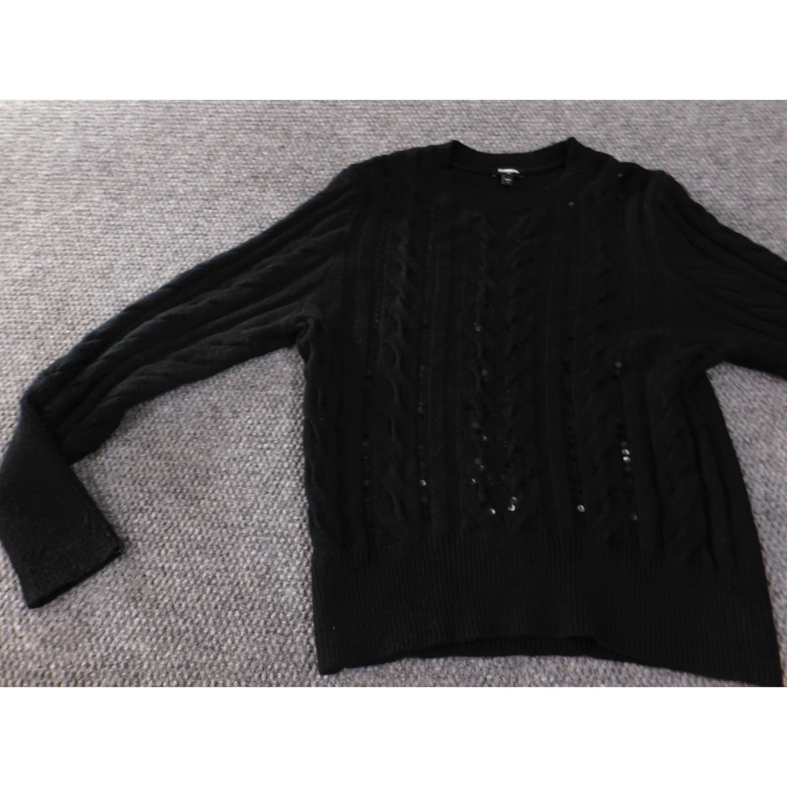 Express Express Womens Medium Black Crewneck Knit Pullover Sweater Size M / US 6-8 / IT 42-44 - 3 Thumbnail