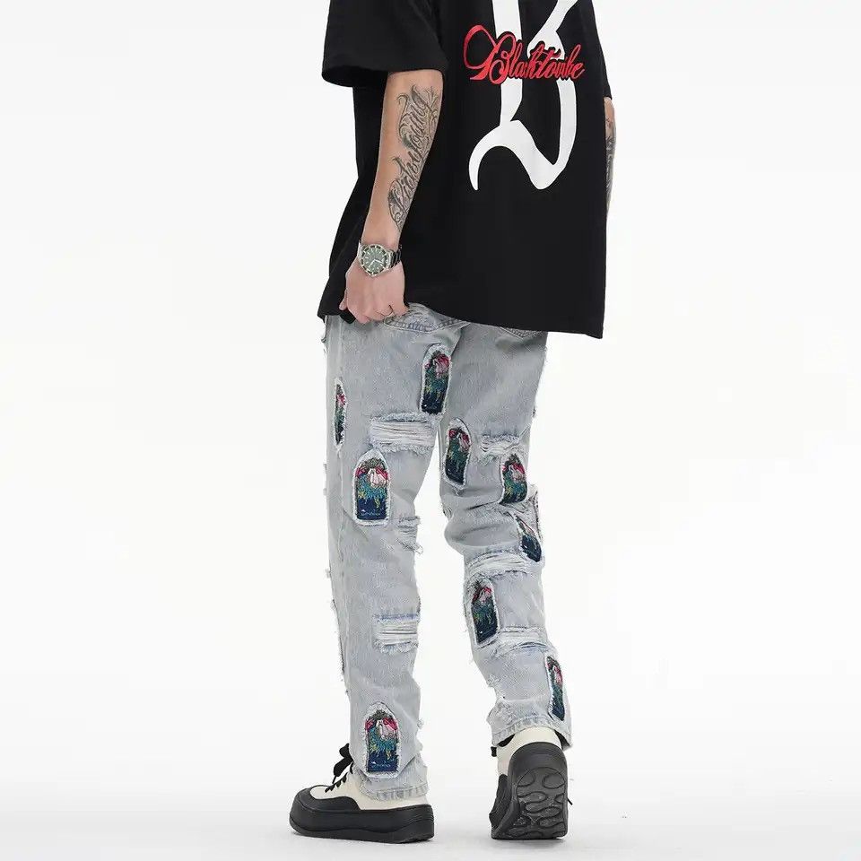 Japanese Brand Retro Patch Embroidered Pleated Jean Size US 30 / EU 46 - 3 Thumbnail