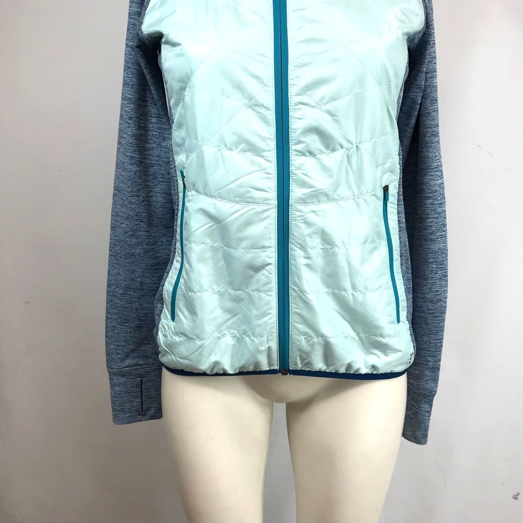 Vintage Title Nine Jacket XS Mint Blue Space Dye Hybrid Quilted Insulated Full Zip Women Size XS / US 0-2 / IT 36-38 - 3 Thumbnail