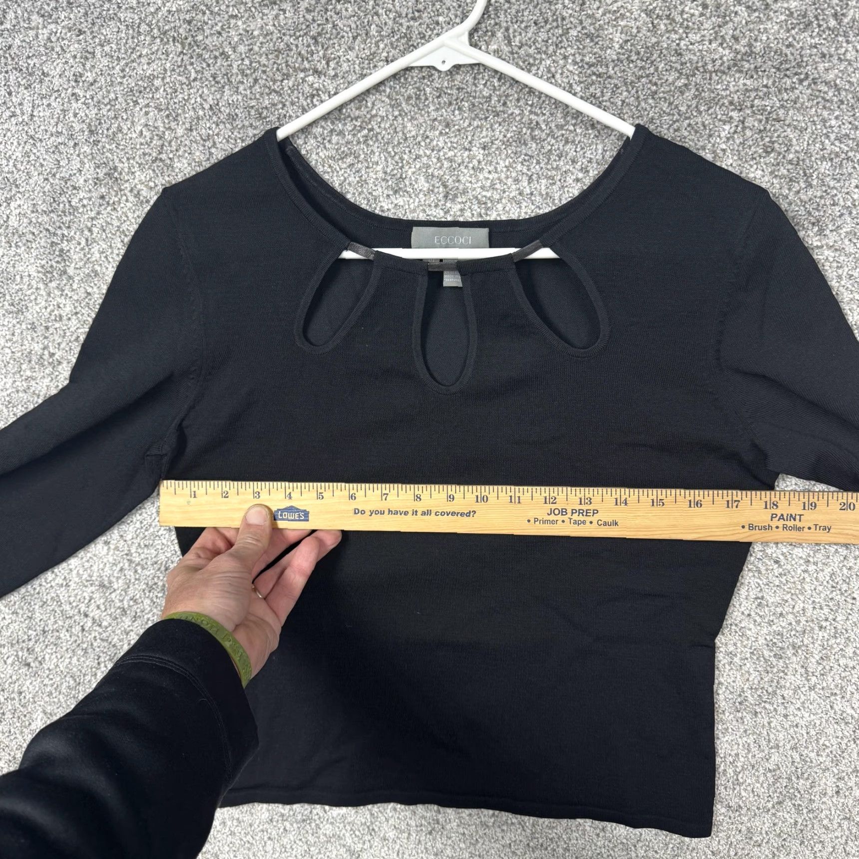 Vintage Eccoci Blouse Shirt Women M Black 3/4 Sleeve Round Neck Solid Knit Top Minimalist Date Night Modern Chic VINTAGE No Size M / US 6-8 / IT 42-44 - 5 Thumbnail