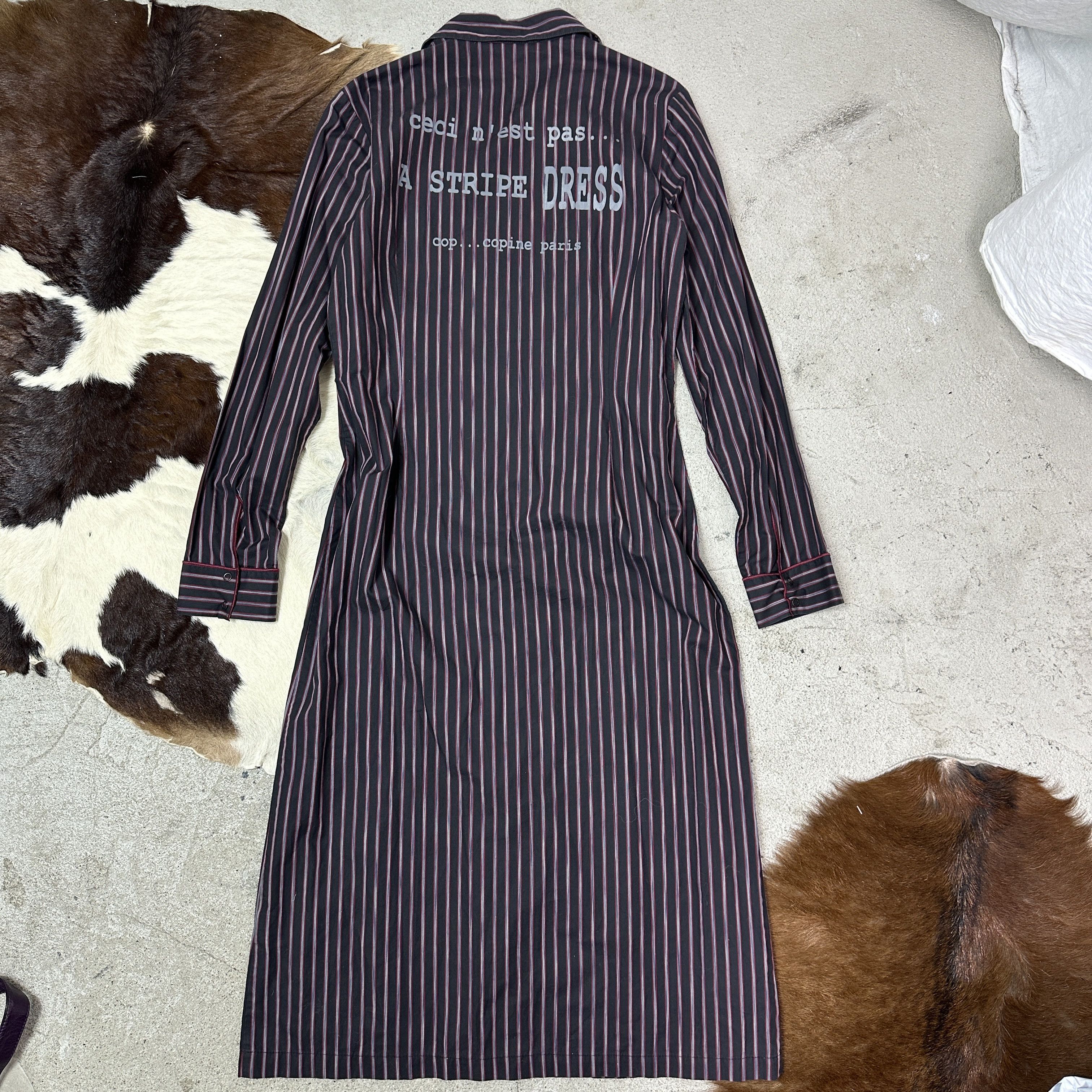 Cop Copine Vintage Striped Cop Copine Ceci N’est Pas A Stripe Dress 00s Size L / US 10 / IT 46 - 2 Thumbnail