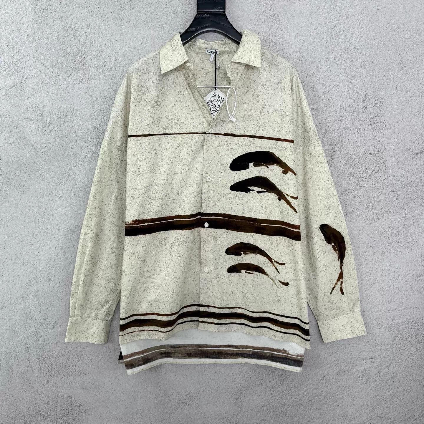 Loewe LOEWE SS23 Fish Print B-Collar LS Shirt Men's Beige Size US XXS / EU 40 - 1 Thumbnail