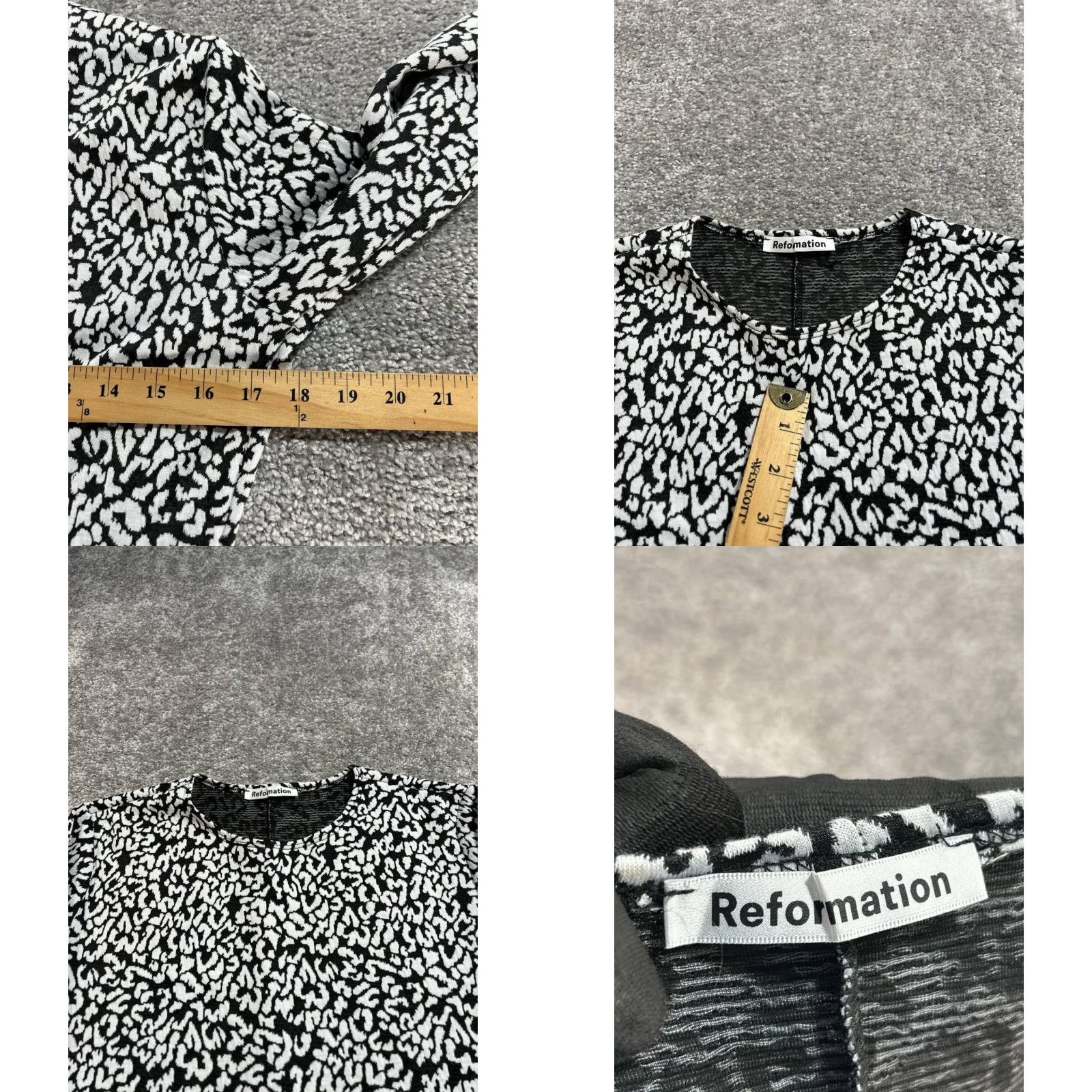 Reformation Reformation Kenmare Mini Dress Black Jacquard Knit Leopard Print Womens Large Size L / US 10 / IT 46 - 8 Thumbnail