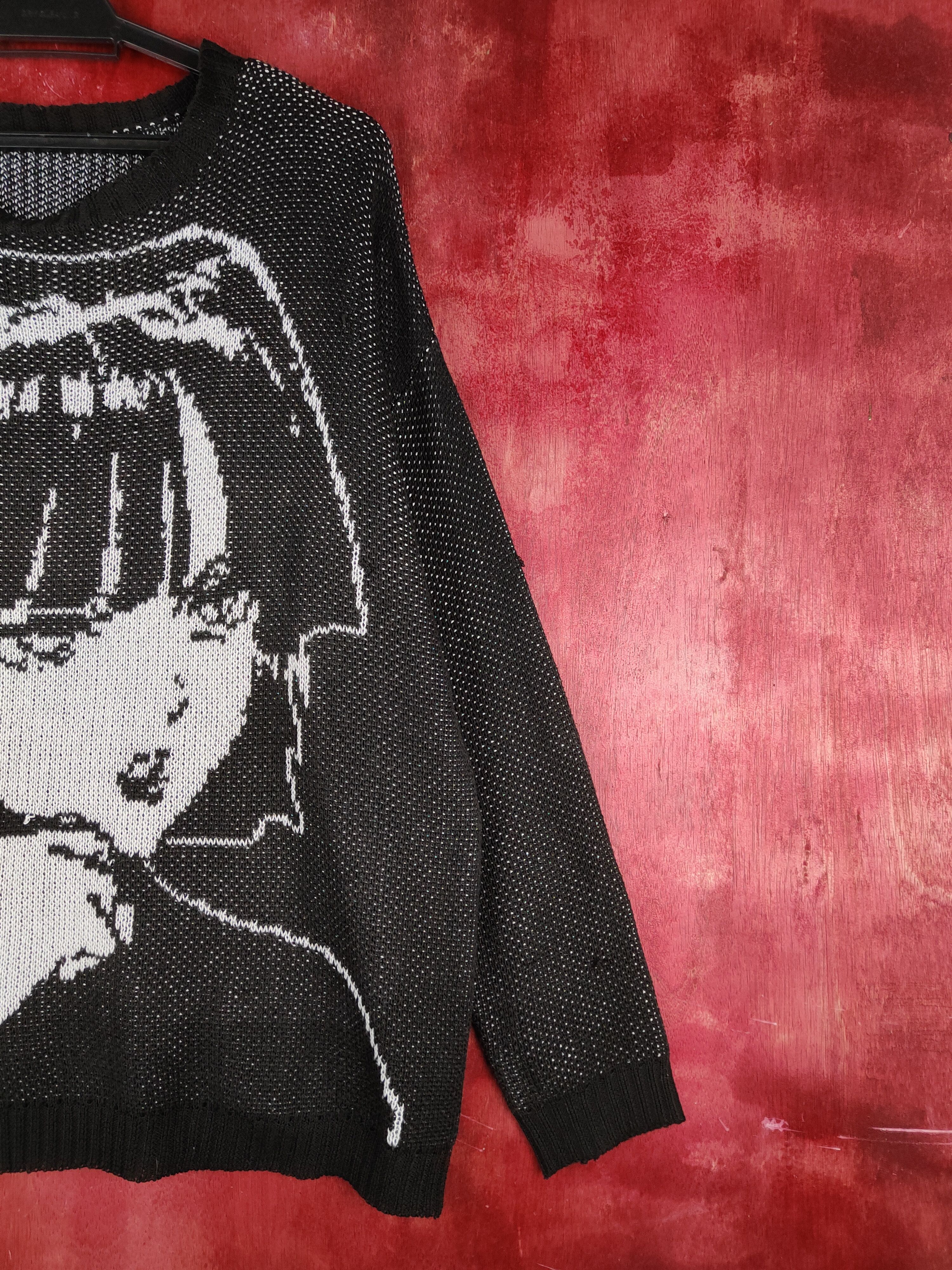 Anime Shein anima girl Black Knitwear Sweatshirt #S1523 Size L / US 10 / IT 46 - 6 Thumbnail