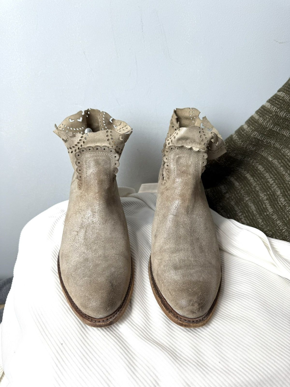 Sendra Rare! Vintage Sendra Suede Boots Cowboy Avant Garde Size US 8 / IT 38 - 3 Thumbnail