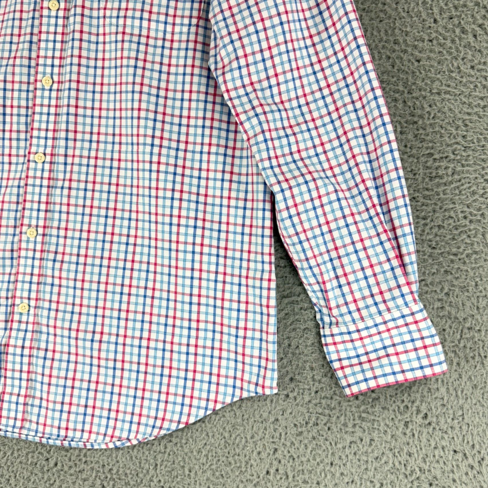 Peter Millar Peter Millar Button-Down Shirt Mens Large Blue Plaid Nanoluxe Long Sleeve Cotton Size US L / EU 52-54 / 3 - 3 Thumbnail