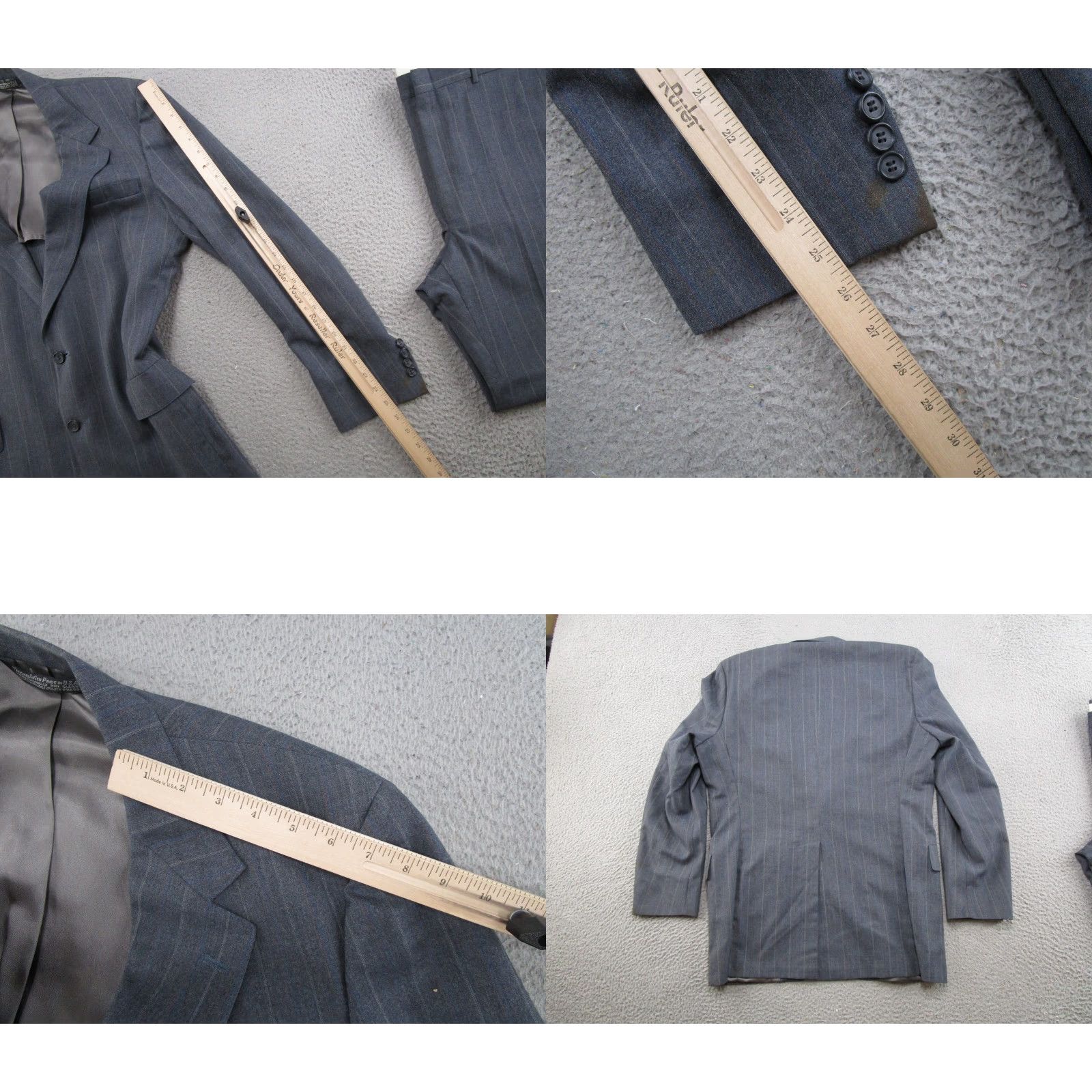 Brooks VINTAGE Christian Brooks Men's Gray Striped 2 Piece Suit Set Size 44 READ Size 44R - 8 Thumbnail