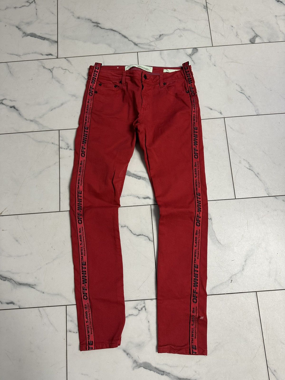 Off-White Off-White Industrial Red Denim Size US 28 / EU 44 - 1 Thumbnail