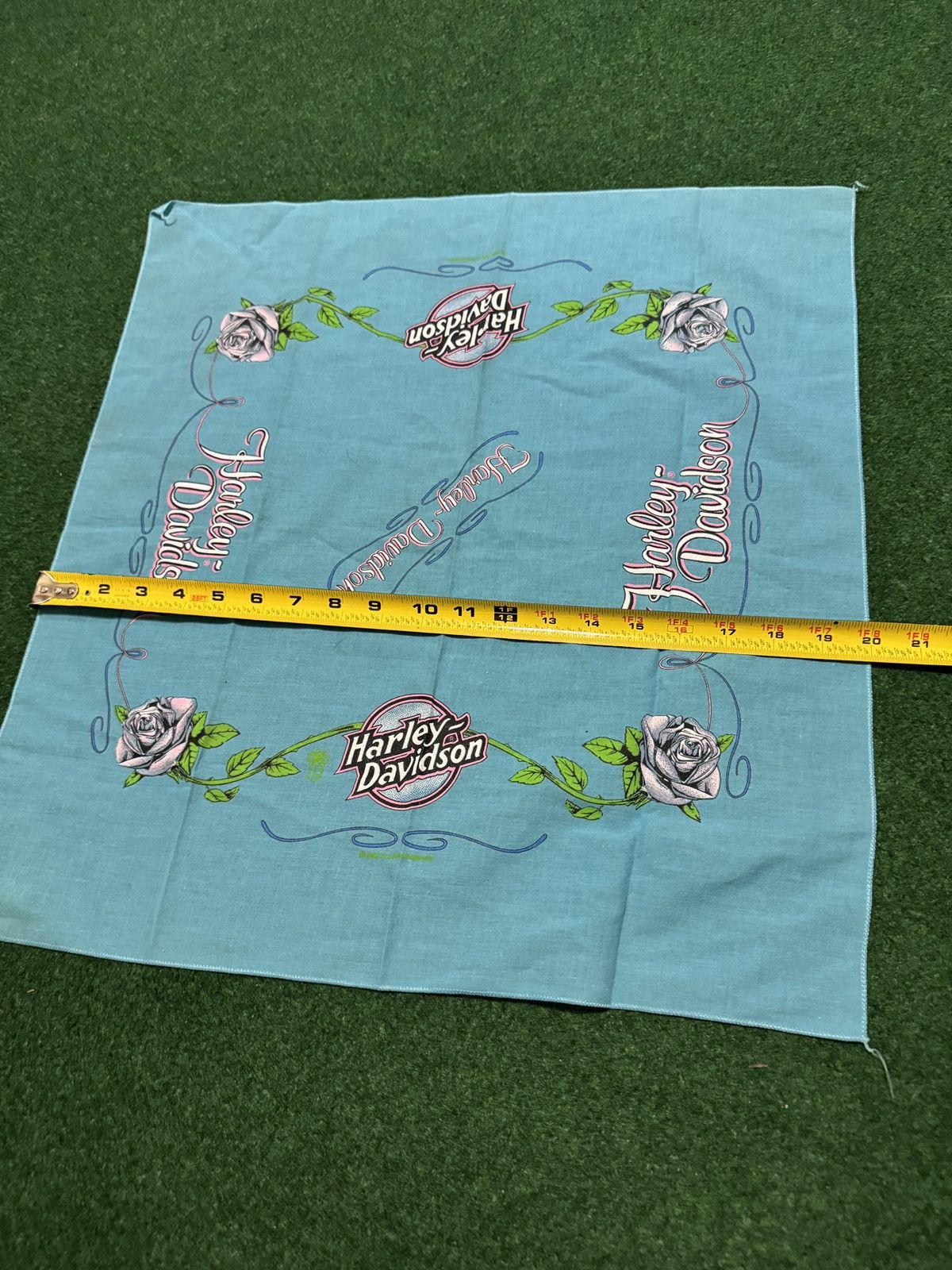 Harley Davidson × Vintage Vintage 90s Harley Davidson Womens Blue Pink Biker Bandana Size ONE SIZE - 5 Thumbnail