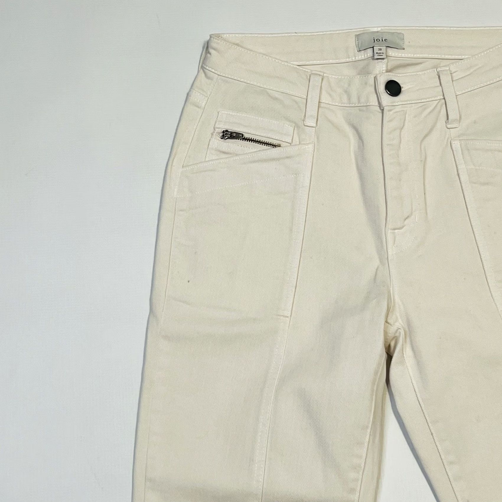 Joie JOIE Emersyn Utilitarian Jeans White Sand Size 28 Zipper Ankle Women Size 28" / US 6 / IT 42 - 3 Thumbnail
