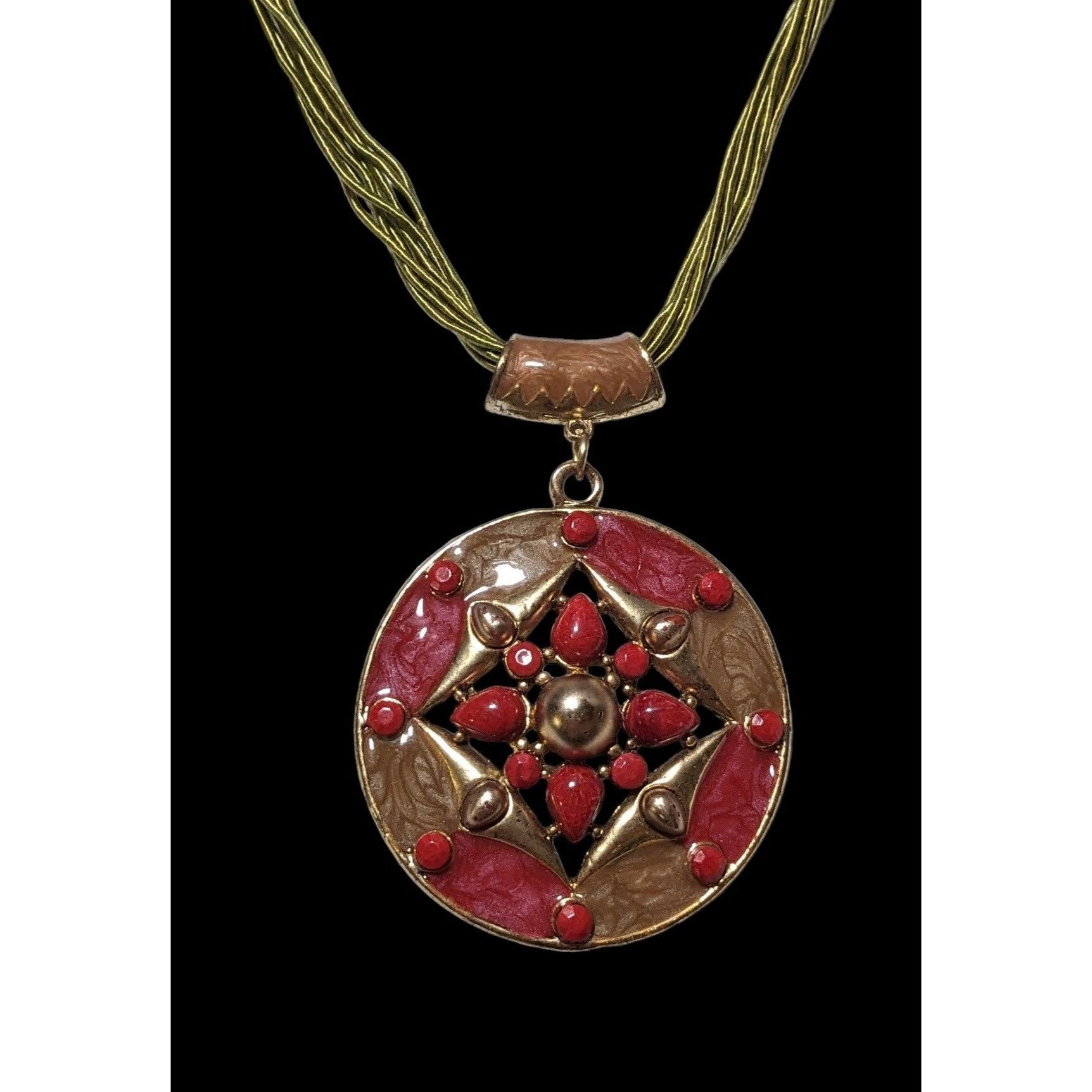 Other Red And Gold Bohemian Medallion Necklace Size ONE SIZE - 1 Thumbnail