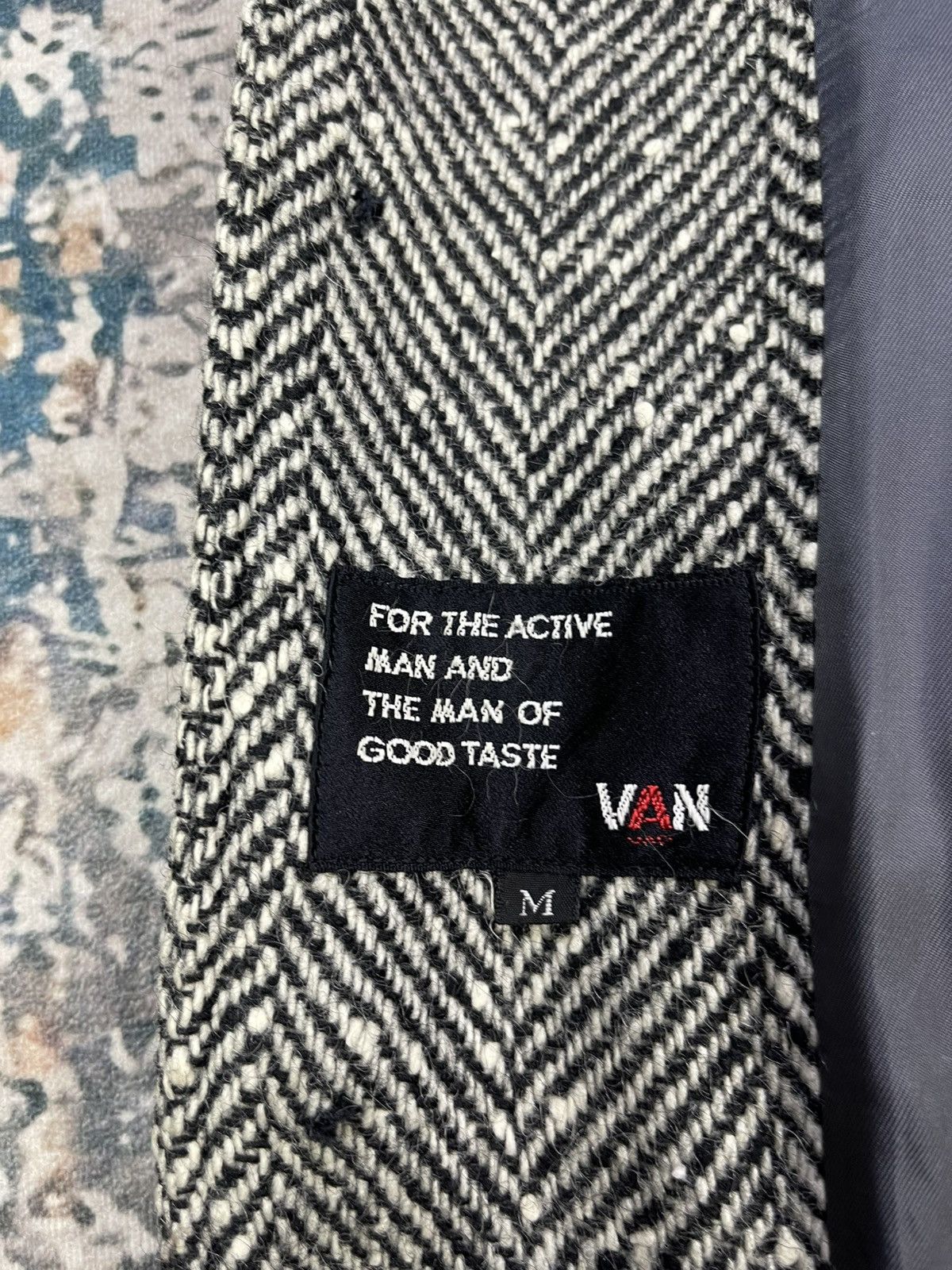 Van Vtg Van Herringbone Tweed Wool Bomber Jacket Size US XS / EU 42 / 0 - 14 Thumbnail
