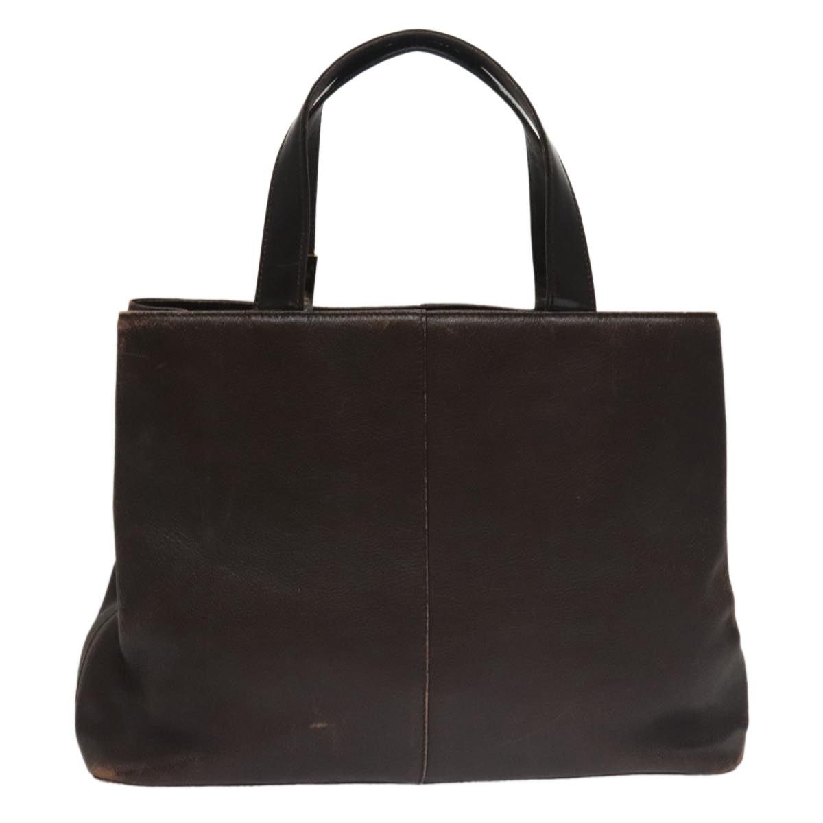 Burberry Hand Bag Leather Brown Gold