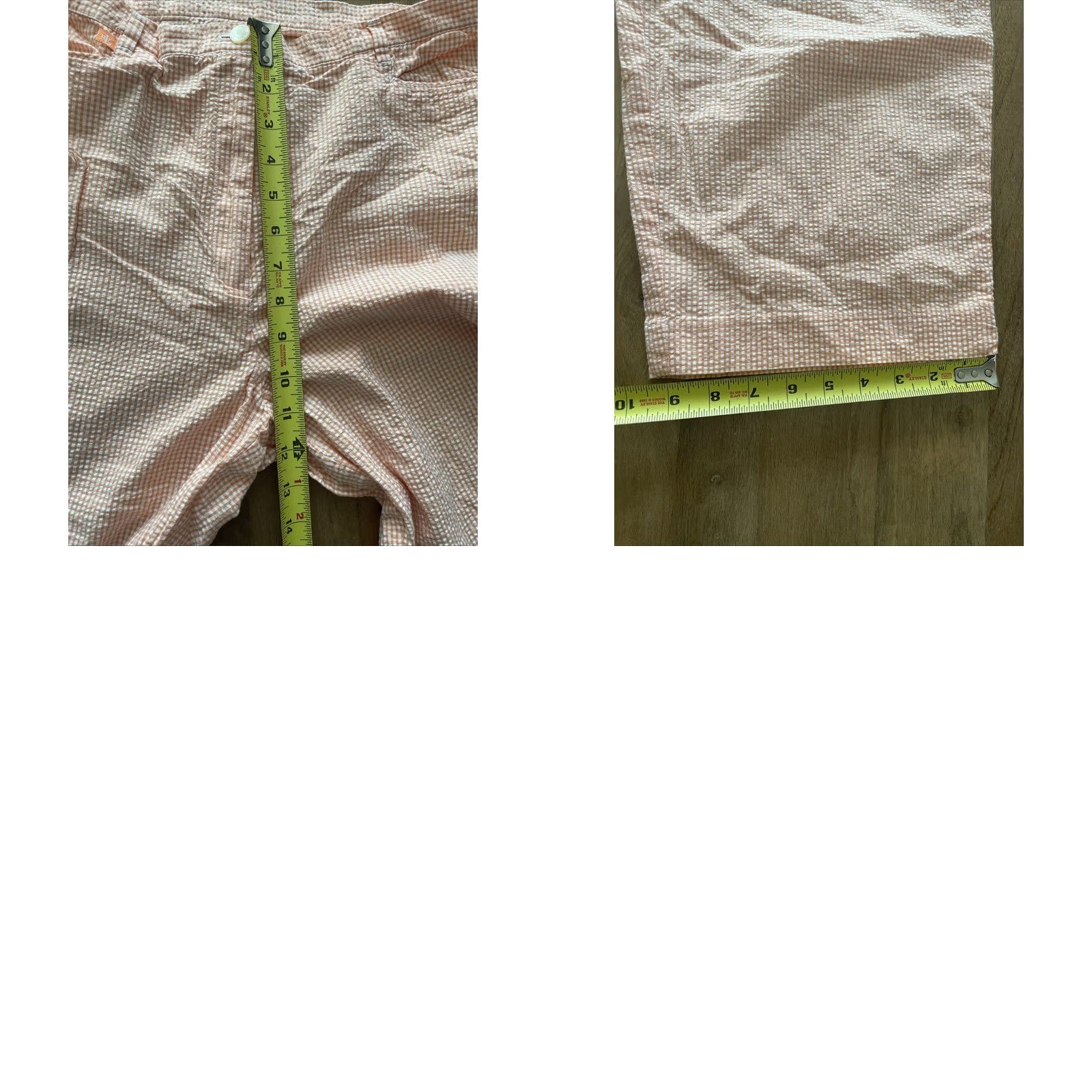 Ralph Lauren VINTAGE Lauren Ralph Lauren Seersucker Crop Pants Womens 14 32x21 Orange/White Gingham Plaid Cropped Slim Straight Leg Beach Preppy Resort Womens Size 36" / US 14 / IT 50 - 8 Thumbnail