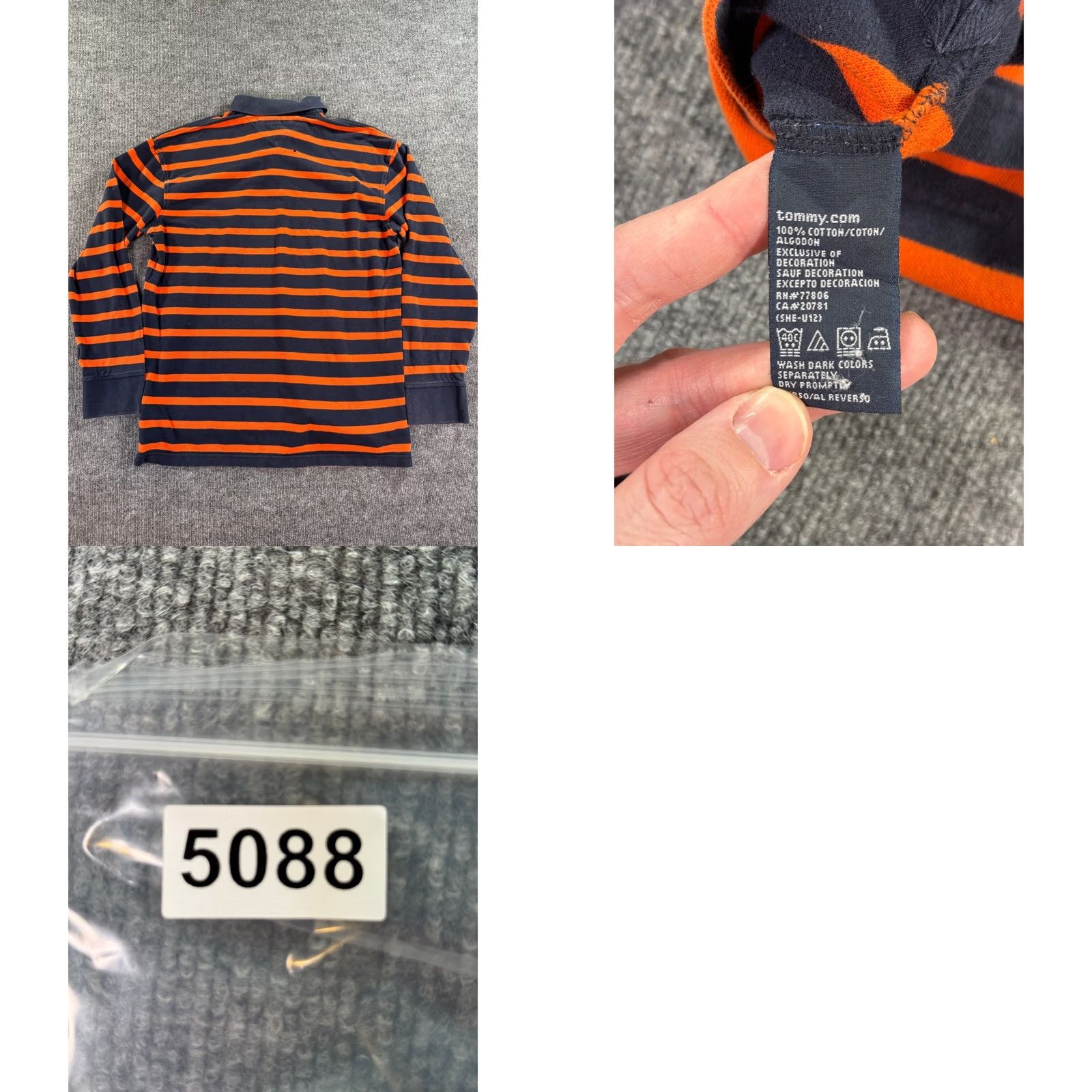 Tommy Hilfiger Tommy Hilfiger Shirt Mens XL Polo Rugby Navy Orange Striped Long Sleeve Cotton Size US XL / EU 56 / 4 - 8 Thumbnail