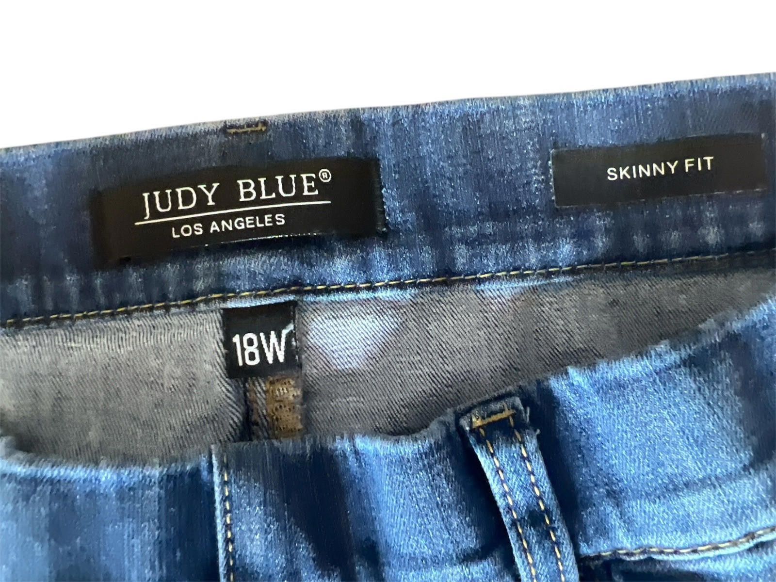 Designer Judy Blue Skinny Fit Jeans, Mid Rise Distressed Pull On 18W Size 40" / US 18 - 5 Thumbnail