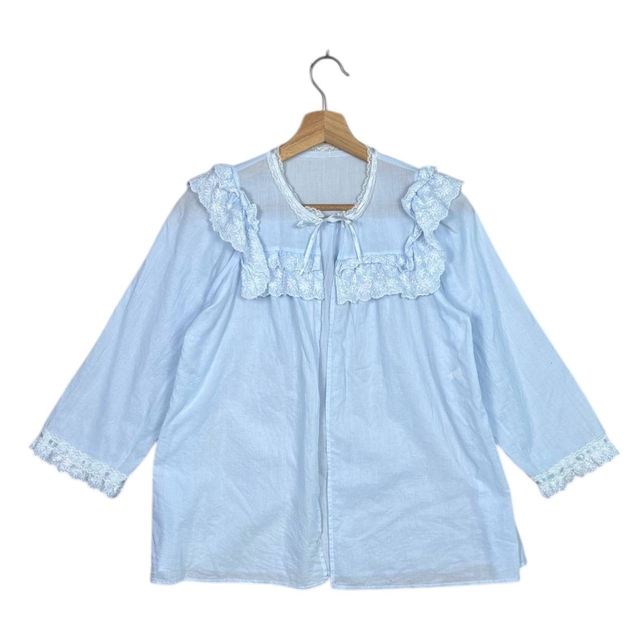 Christian Dior Monsieur Vintage Christian Dior Blue Lace Lingerie Bed Jacket M 80s Size M / US 6-8 / IT 42-44 - 1 Thumbnail
