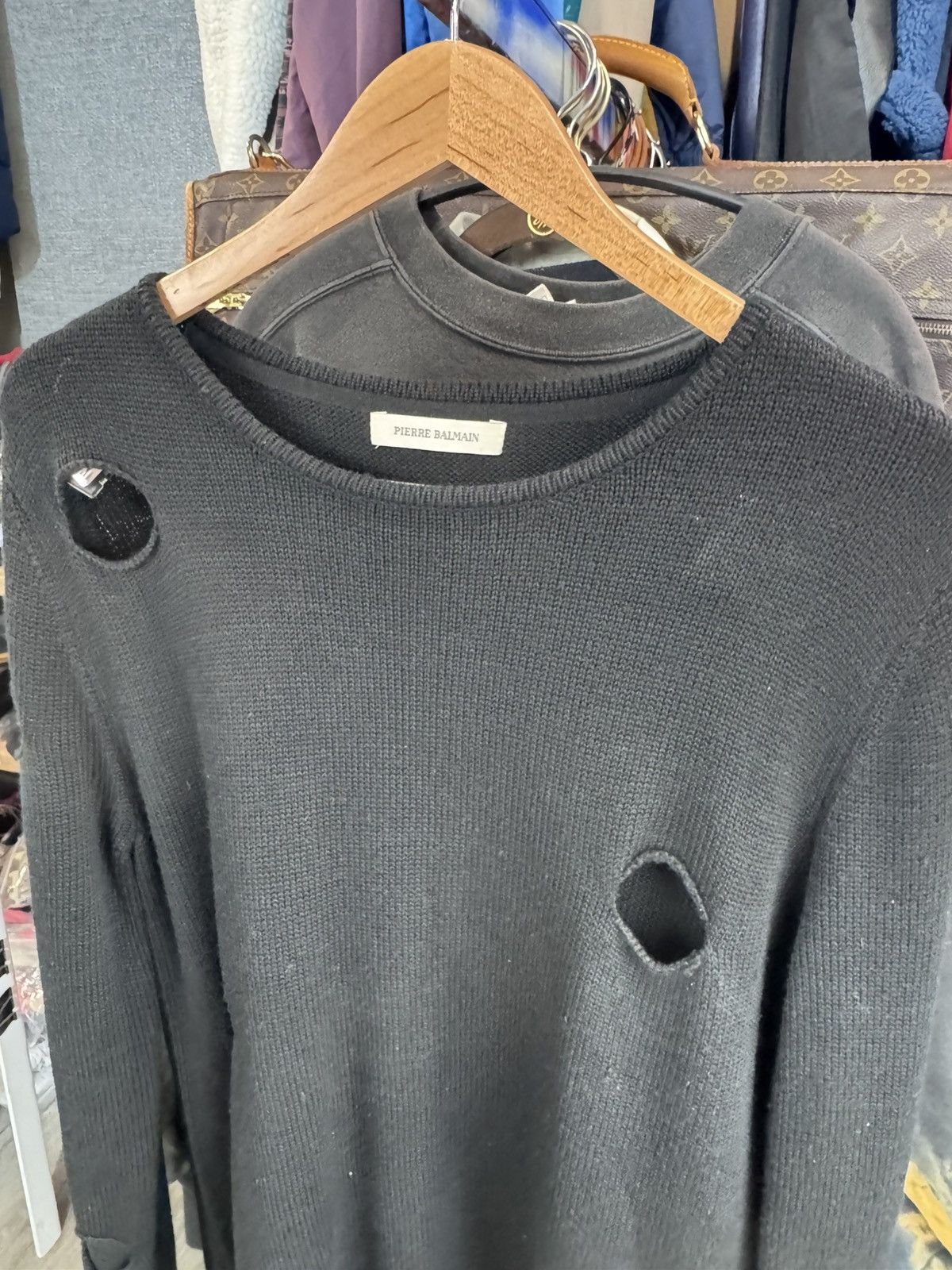 Balmain RARE HOLES KNIT BALMAIN SWEATER 2013 ( original owner ) Size US L / EU 52-54 / 3 - 1 Thumbnail