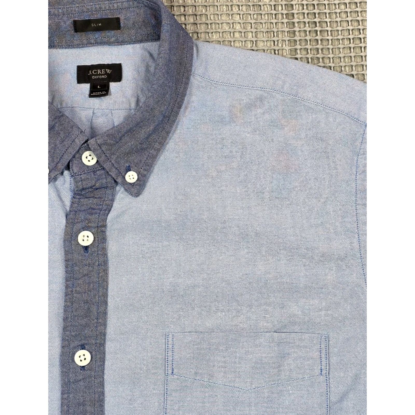 J.Crew J.CREW Oxford Shirt Mens Button Up 2 Tone Slim Blue-Chambray Colorblock L Size US L / EU 52-54 / 3 - 3 Thumbnail