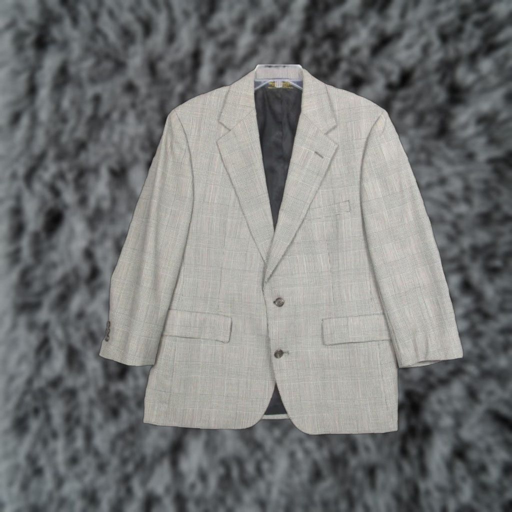Brooks Brothers VINTAGE Brooks Brothers Sport Coat Mens 44 Wool Gray Glen Plaid Check 2-Button Blazer Regular Fit USA Mens Size 44R - 1 Thumbnail