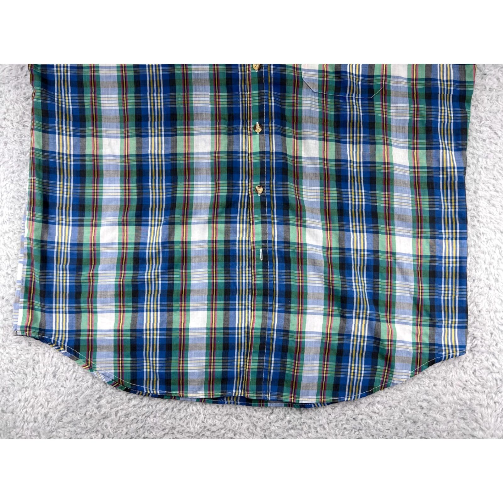 Vintage Saddlebrook Shirt Mens XL Plaid Button-Up Collared Short Sleeve Blue Green Cotton Work Western Rodeo Cowboy American 2000s 2010s Wrangler Twenty X Size US XL / EU 56 / 4 - 6 Thumbnail