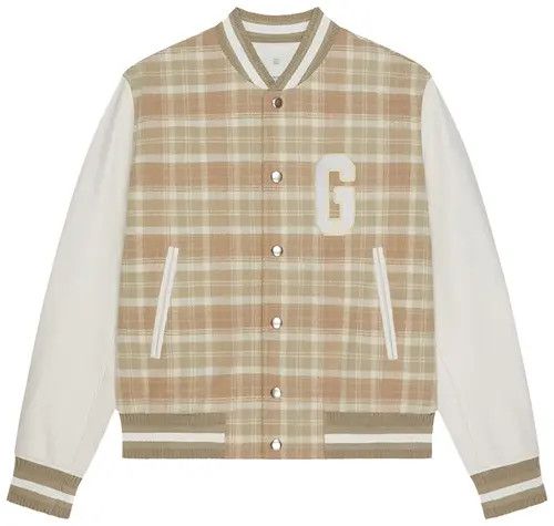 Givenchy o1srvl11e0325 Check Classic Varsity Jacket in White/Beige Size US XL / EU 56 / 4 - 1 Preview