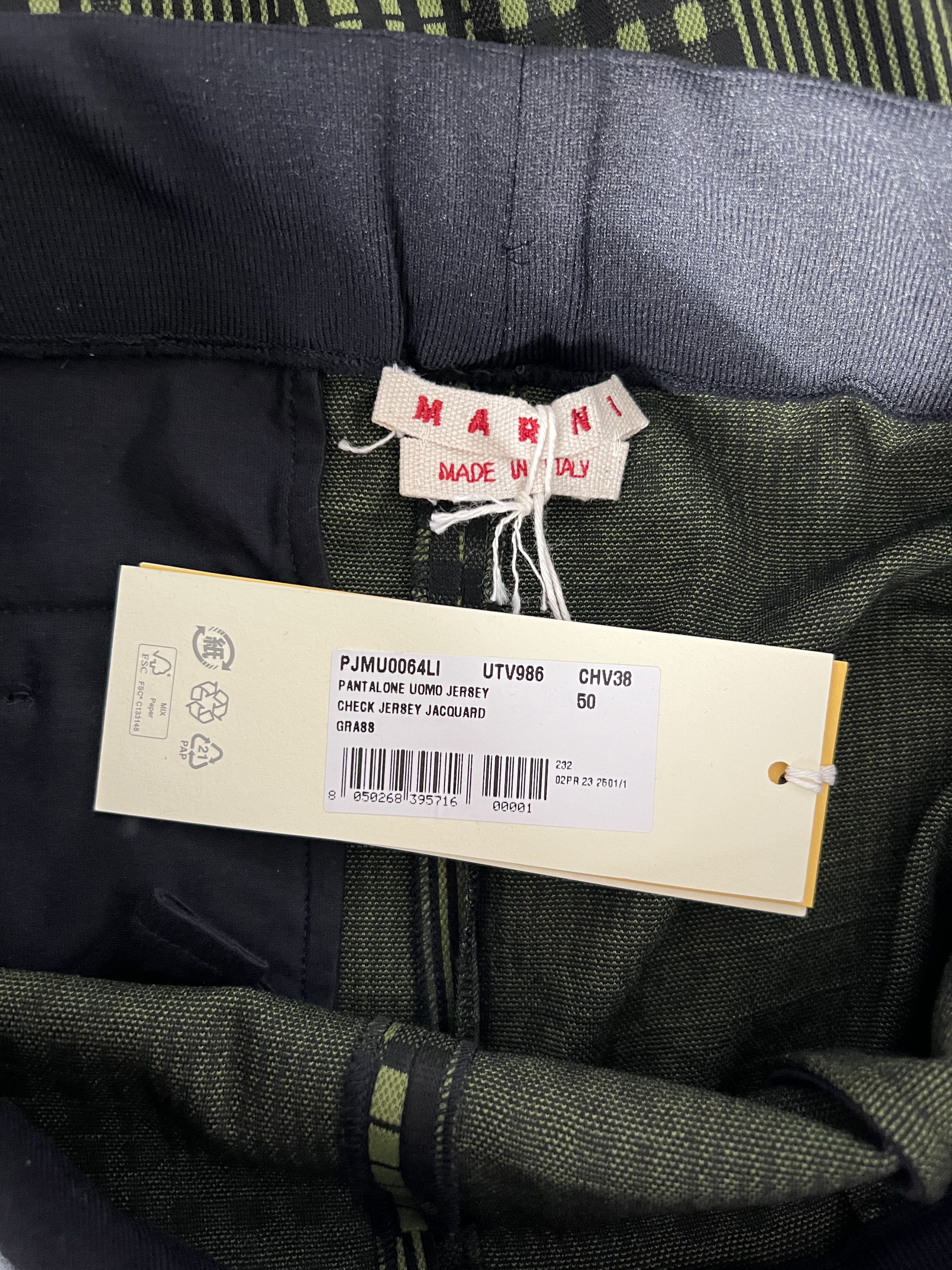 Marni Marni Flared Check Jersey Pants in Grass Green Size US 34 / EU 50 - 8 Thumbnail