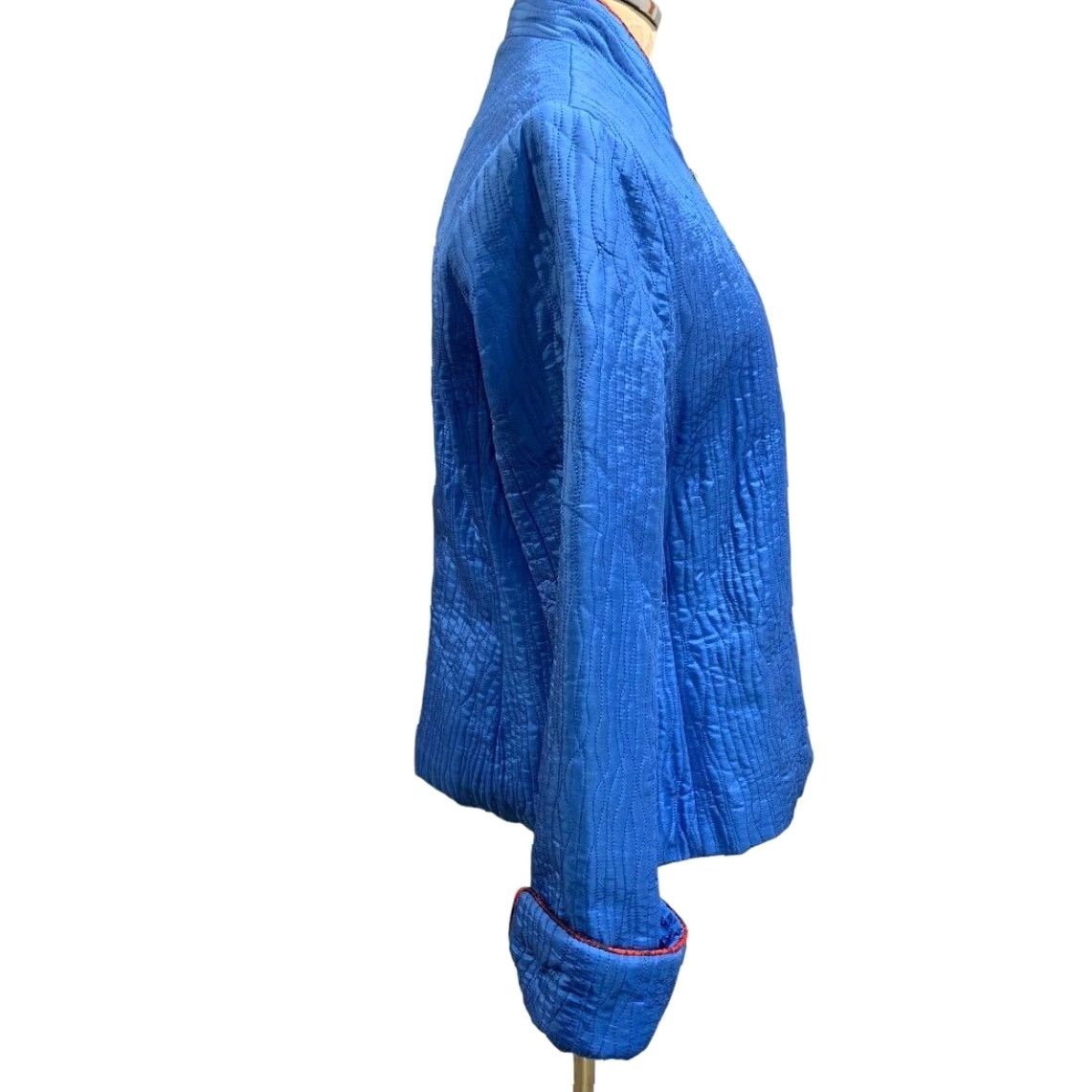 Vintage VINTAGE? (No) Large Carol Little Women's Blue SilK Quilted Full Zip Jacket L Blue Women Silk Full Zip Jacket Size L / US 10 / IT 46 - 5 Thumbnail