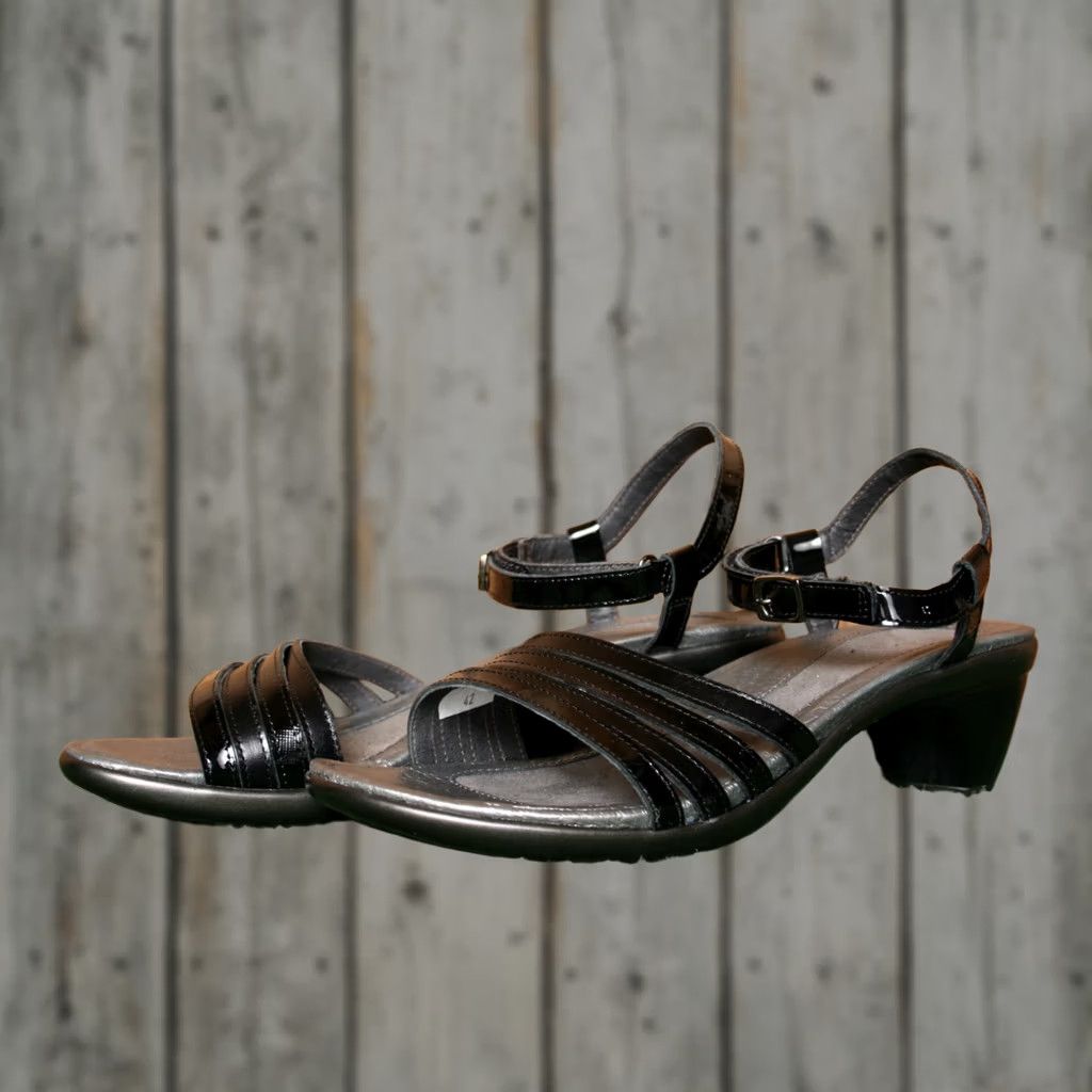 Vintage NAOT Current Black Patent & Madras Leather Slingback Sandals EU 42 | US 11 Womens Sandal Naot Avantgarde Collection Size US 11 / IT 41 - 1 Thumbnail