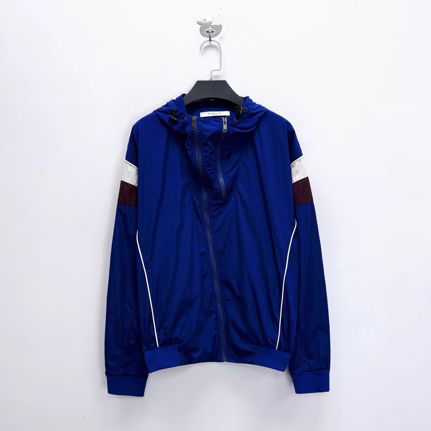 Givenchy Blue Hooded Zip-Up Jacket with Contrast Sleeves Size US M / EU 48-50 / 2 - 1 Thumbnail