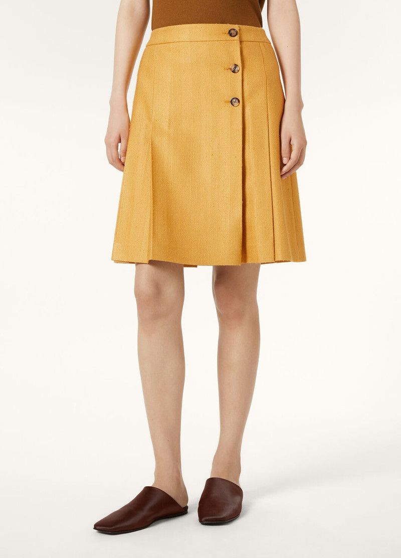 Loro Piana o1srvl11e0526 FAP2794 Aida Midi Skirt in Yellow Size 25" / US 0 / IT 36 - 4 Thumbnail