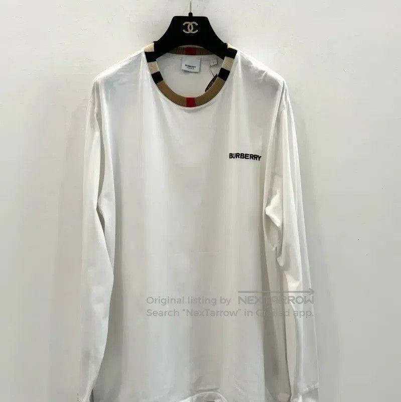 Burberry Burberry White Cotton Long Sleeve T-shirt. Size L / US 10 / IT 46 - 1 Thumbnail