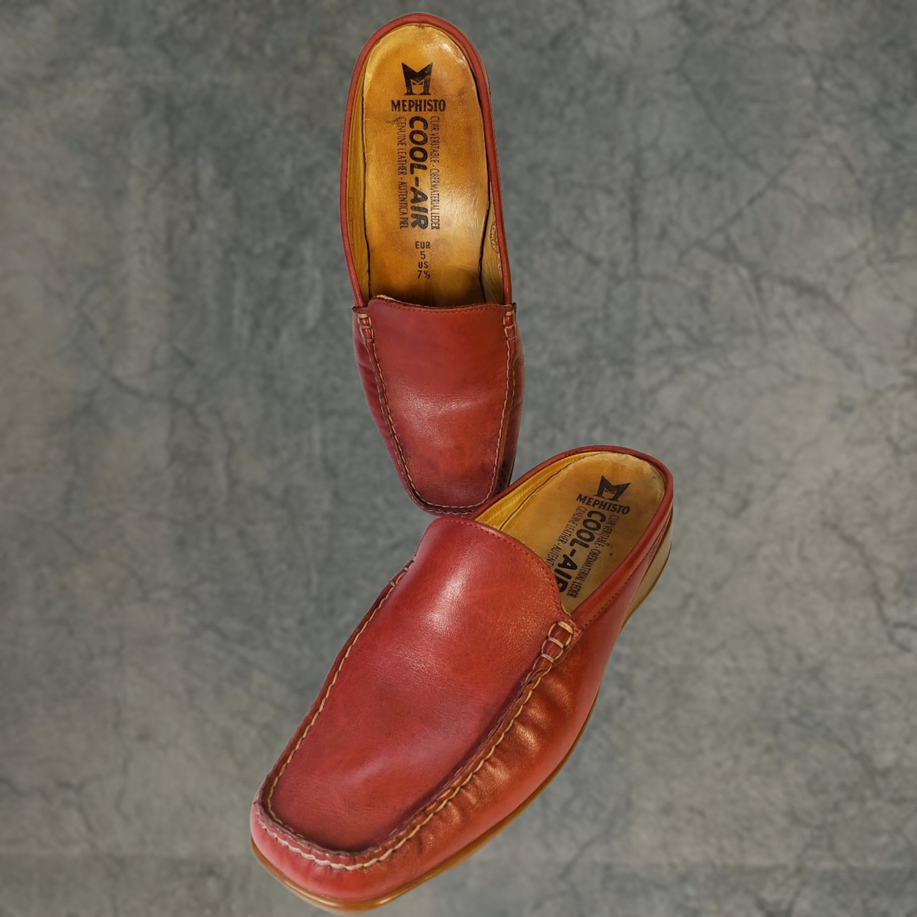 Mephisto Mephisto Slide Loafer Red Leather 7.5M US 7.5 EU 38 Footwear Womens Casual Air Cool Technology Moc Toe Block Heel Size US 8 / IT 38 - 1 Thumbnail