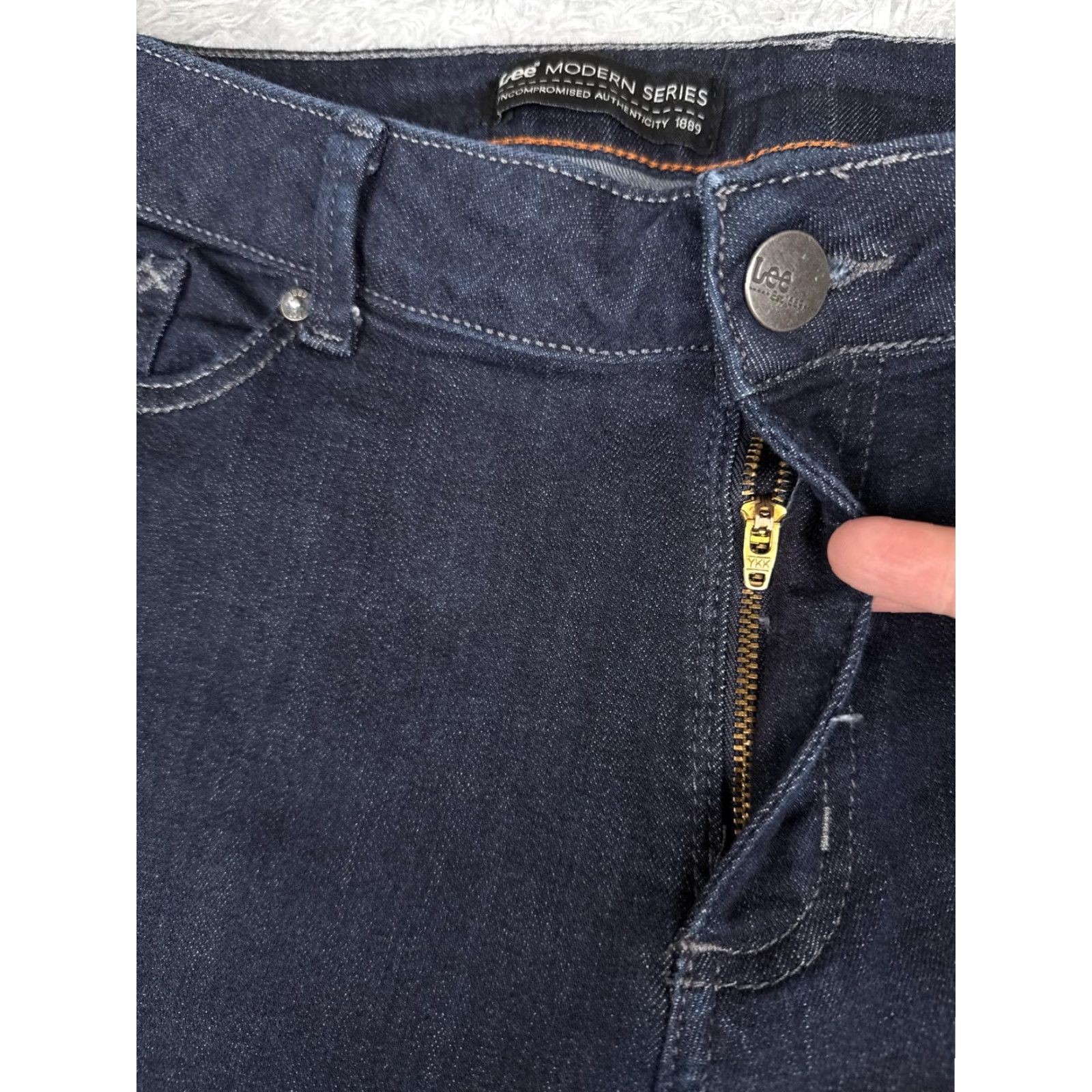 Lee Lee Modern Series Jeans Womens Bootcut Regular 16 Blue Dark Wash Mid Rise Stretch 34x30 Size 38" / US 16 / IT 52 - 5 Thumbnail