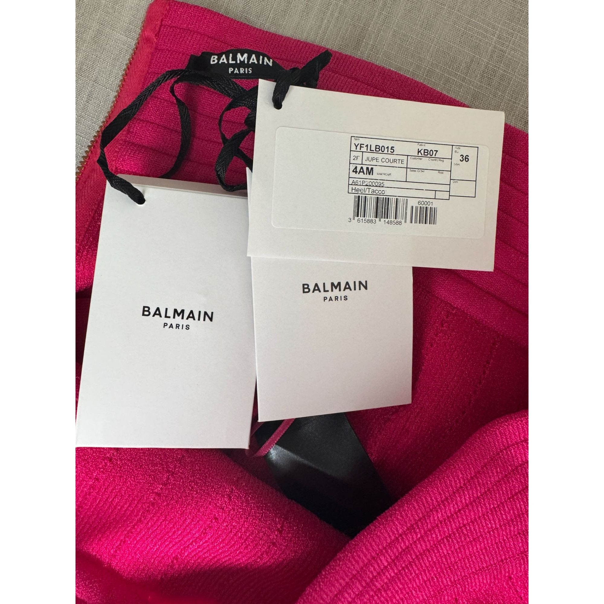 Balmain Balmain Ribbed Knit Mini Skirt Fuchsia Button FR36 US4 NWT Size 27" / US 4 / IT 40 - 5 Thumbnail