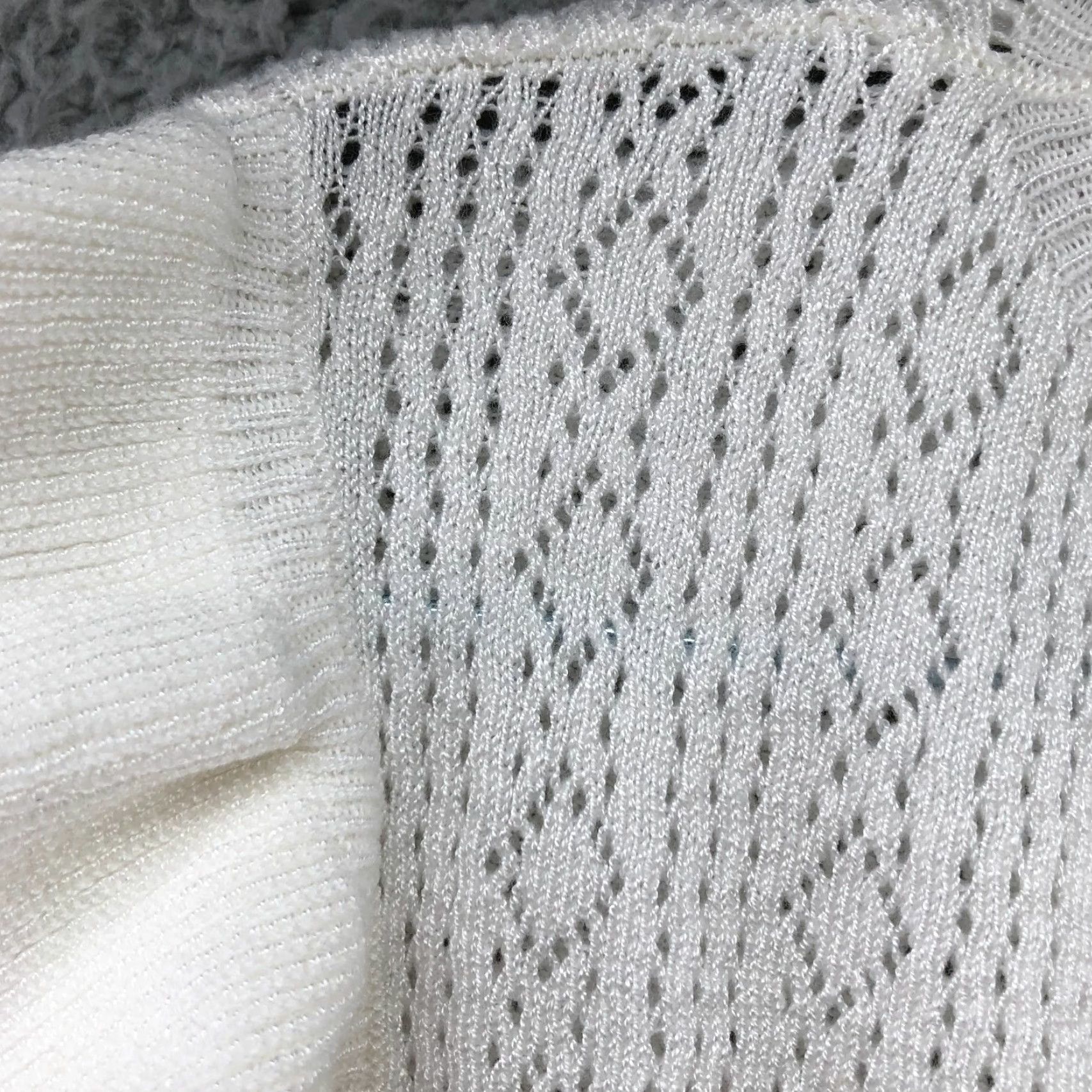Vintage Unbranded Sweater Women M White Pointelle Knit Ruffle Front Lightweight 80s 90s Retro Size M / US 6-8 / IT 42-44 - 6 Thumbnail